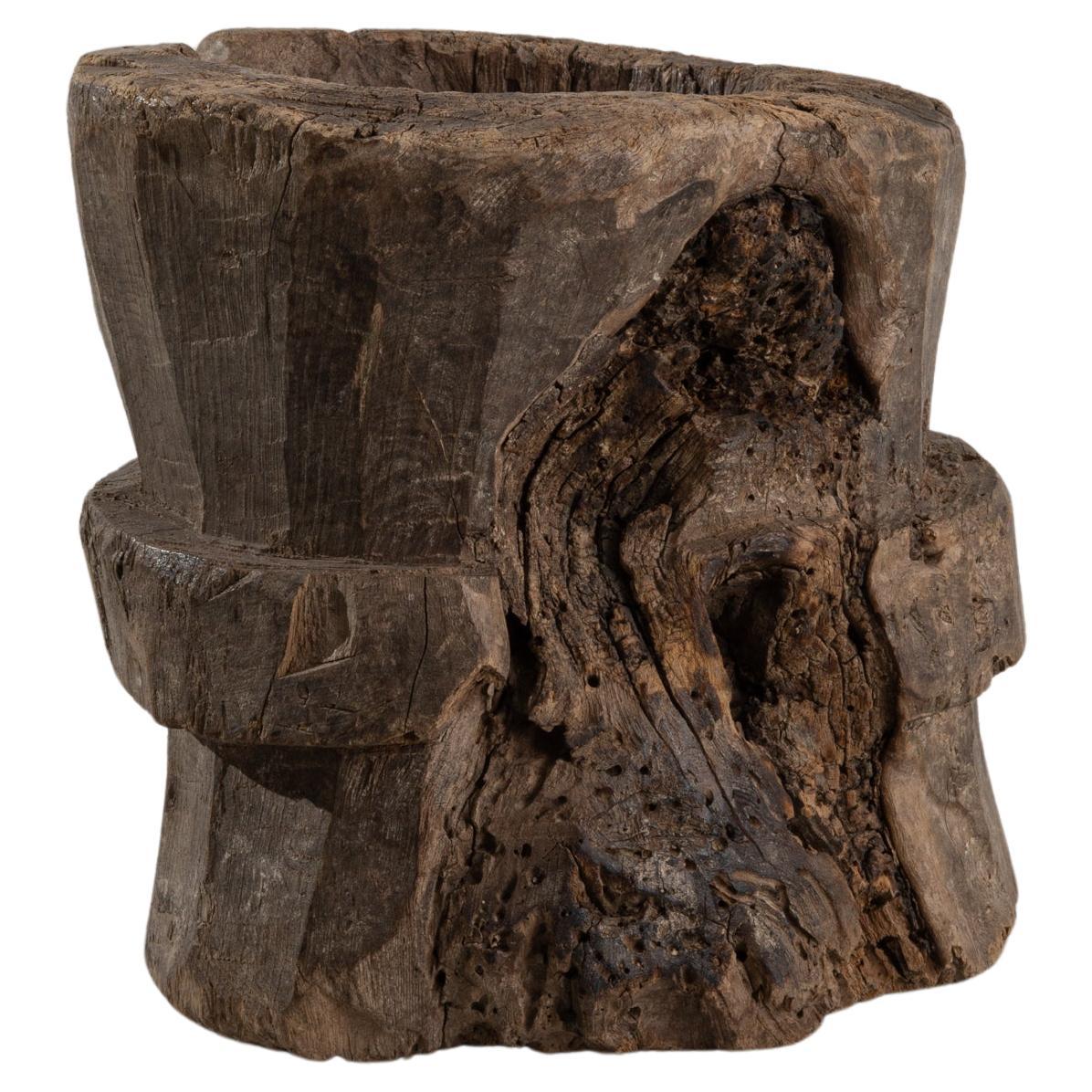 19th Century European Wooden Mortar For Sale