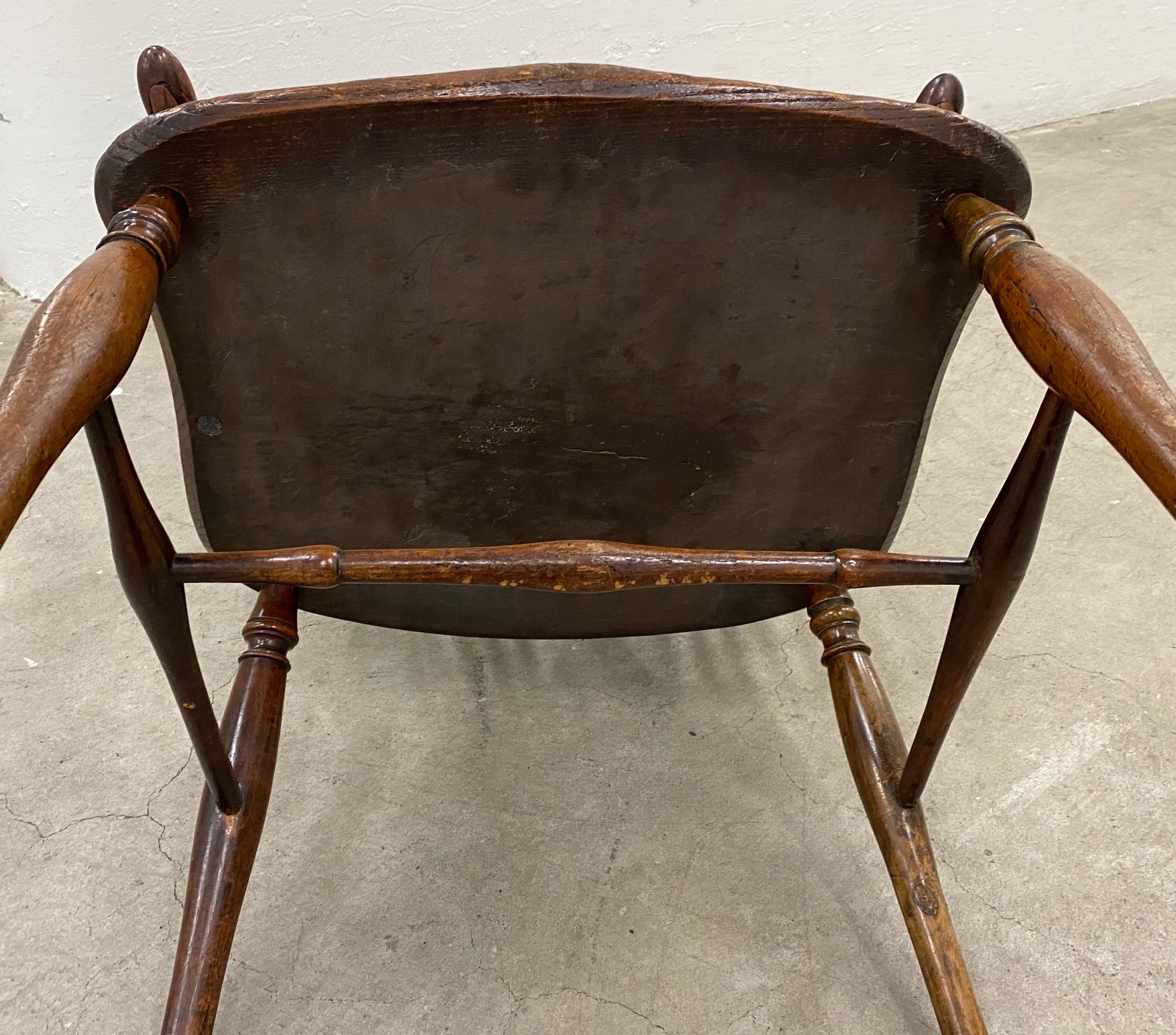 19th Century European Yew Wood High Back Windsor Armchair For Sale 6