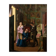 19th Century Evaluation of the Art Expert Painting Oil on Canvas