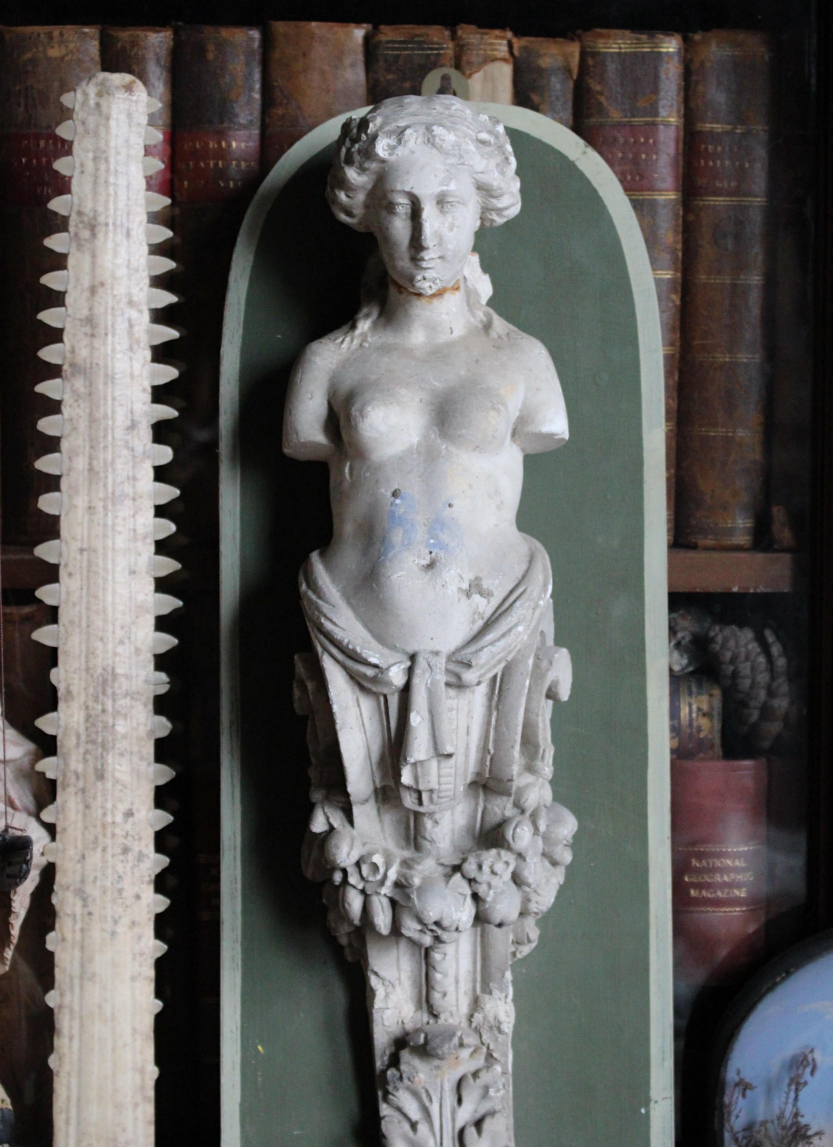 English 19th Century Ex Museum Plaster Corbel Foundry Sample Classical Maiden