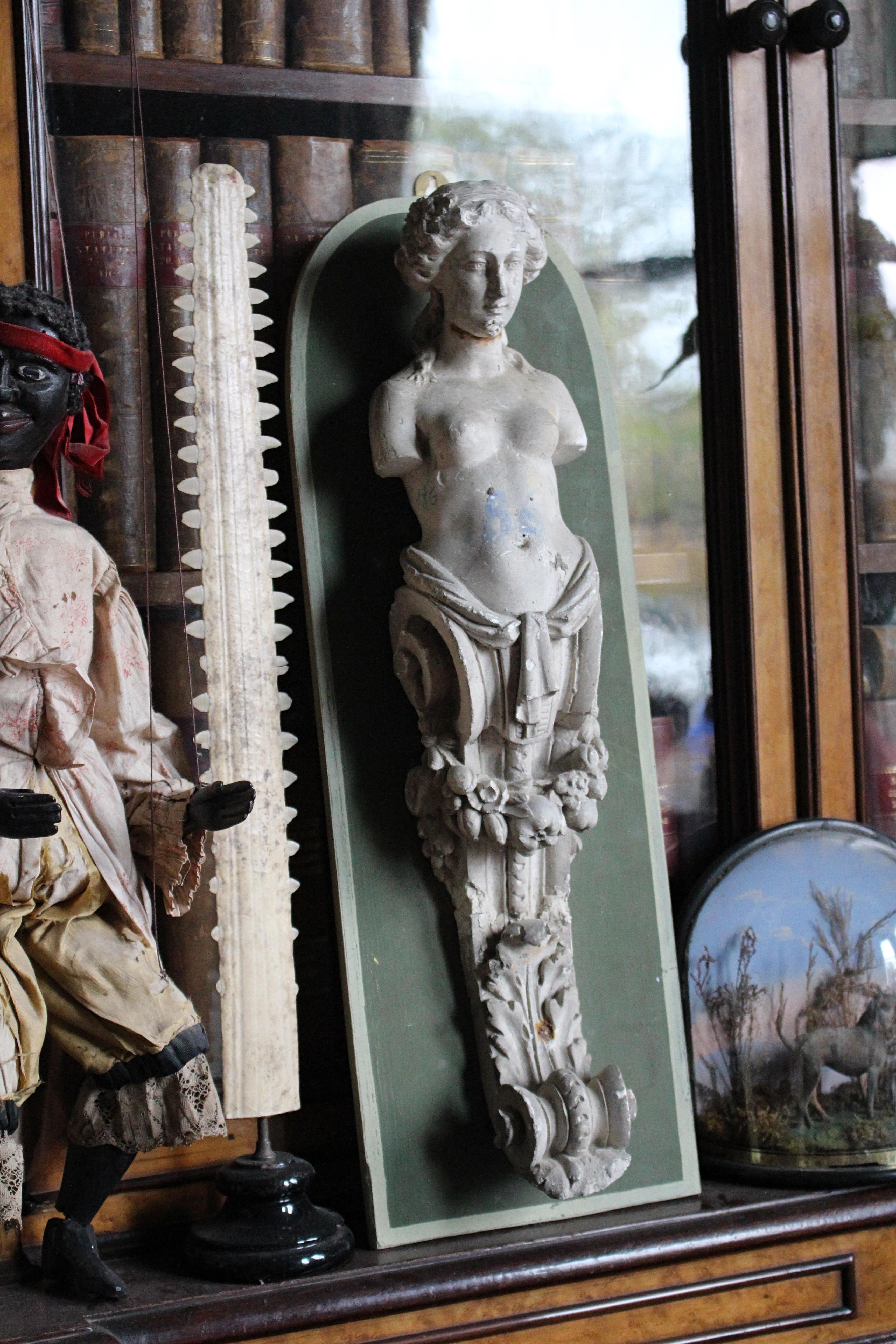 19th Century Ex Museum Plaster Corbel Foundry Sample Classical Maiden 2