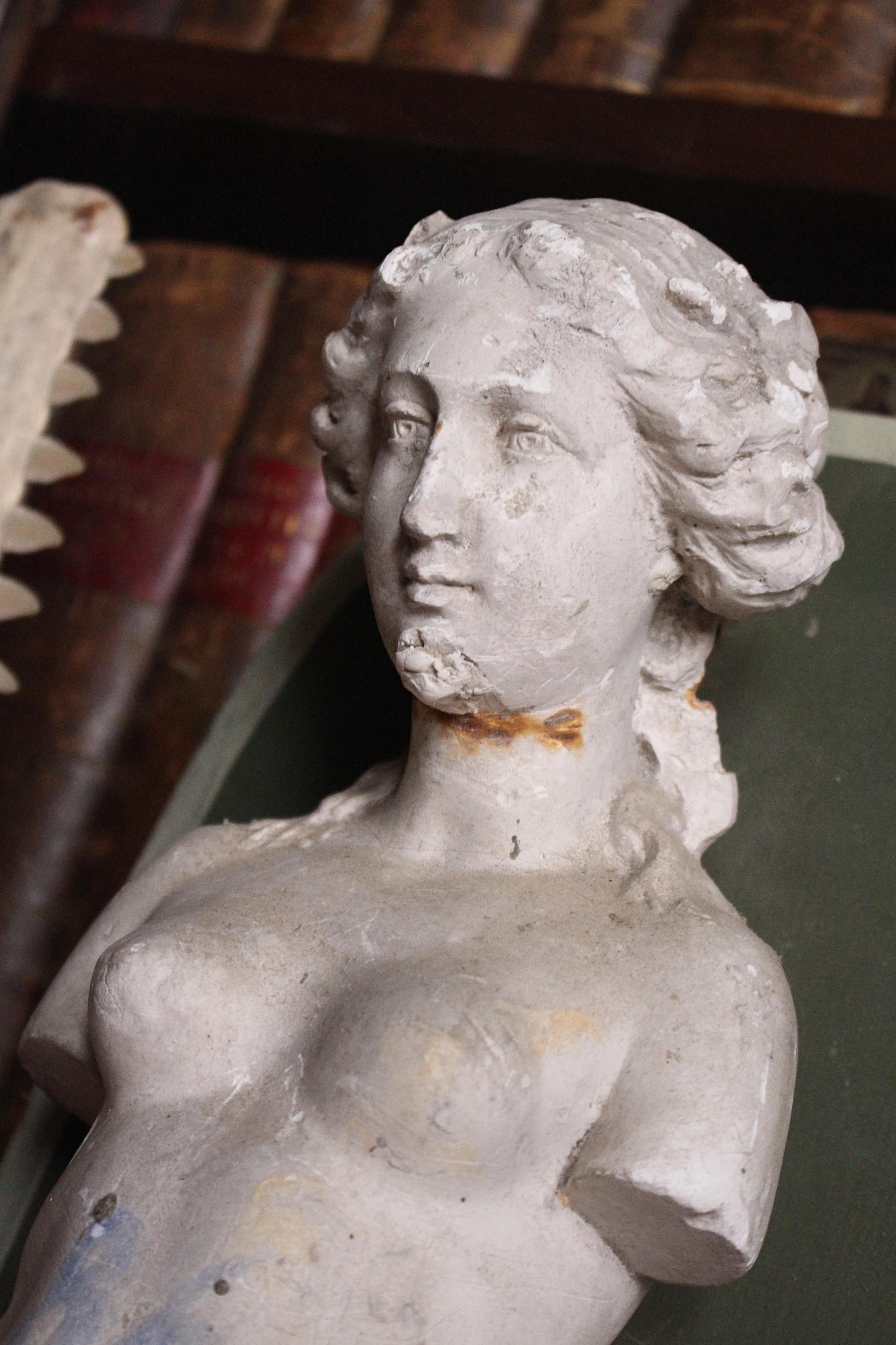 19th Century Ex Museum Plaster Corbel Foundry Sample Classical Maiden 4