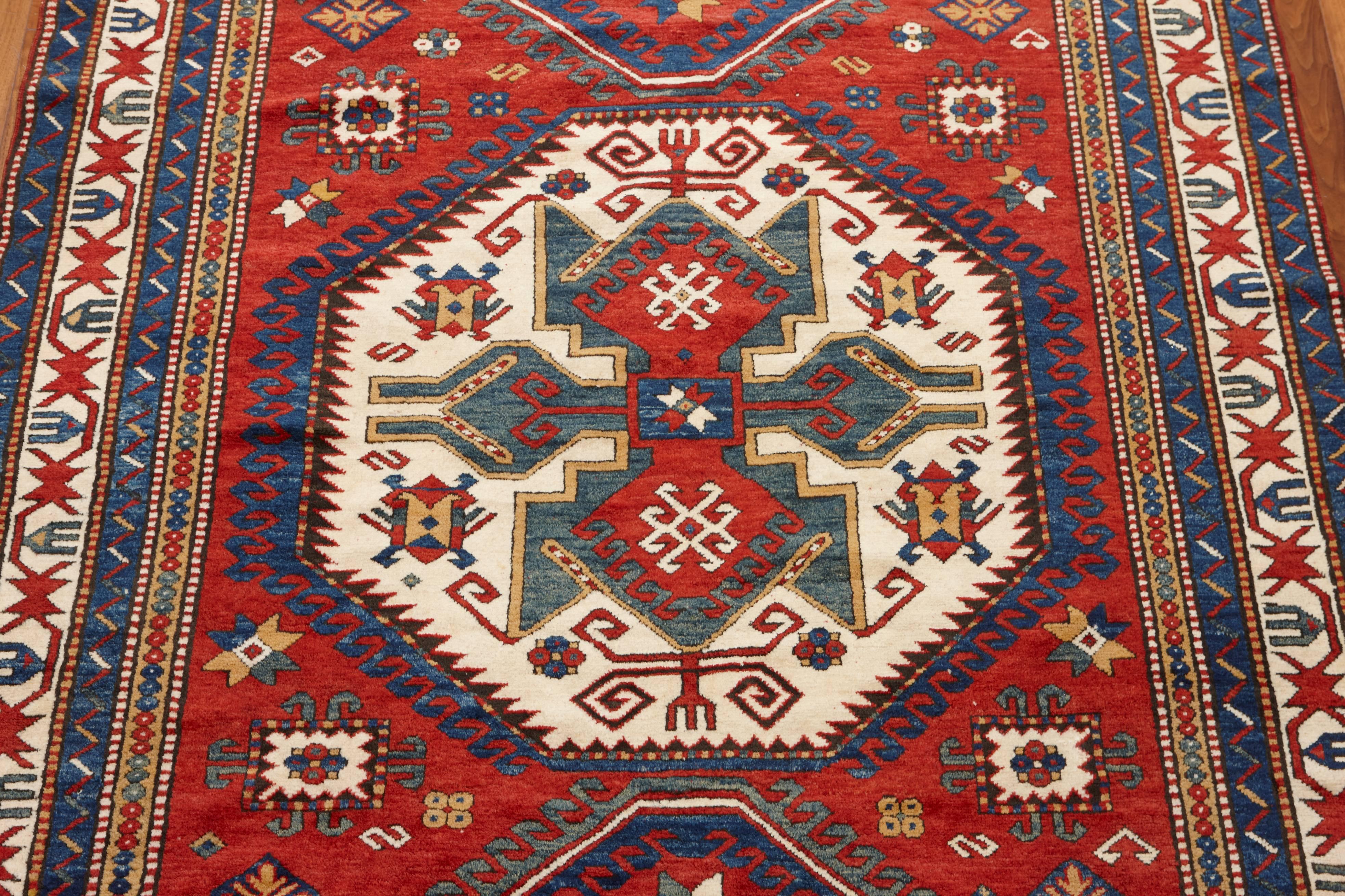 Lori Pambak rugs are some of the most sought-after Caucasian rugs. Woven in the mountainous Lori region of Armenia, rugs from these region are most renowned for their cruciform octagonal shield designs. The most notable of these rugs have rich