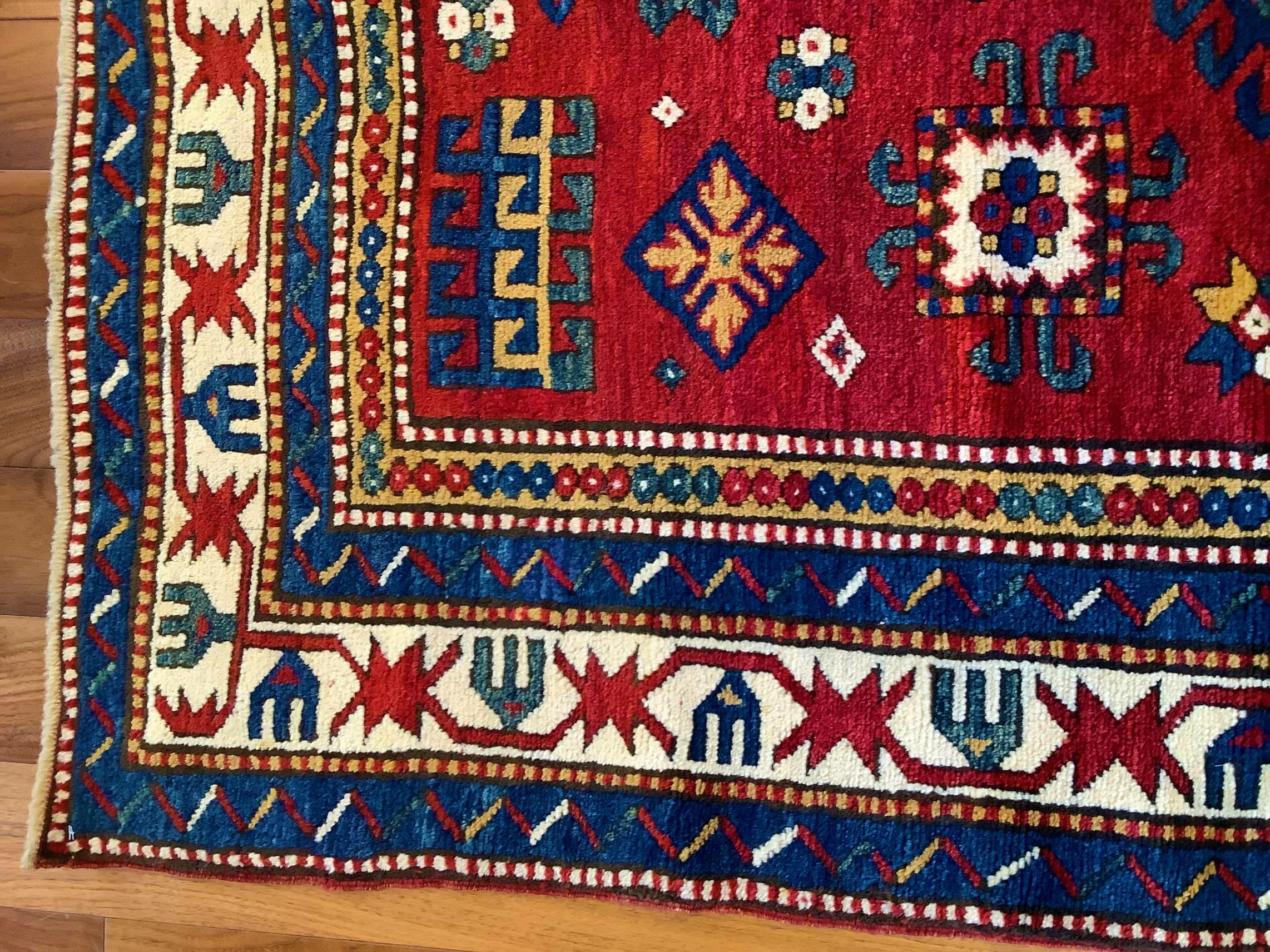 Armenian 19th Century, Excellent Condition Lori Pambak Kazak Rug For Sale