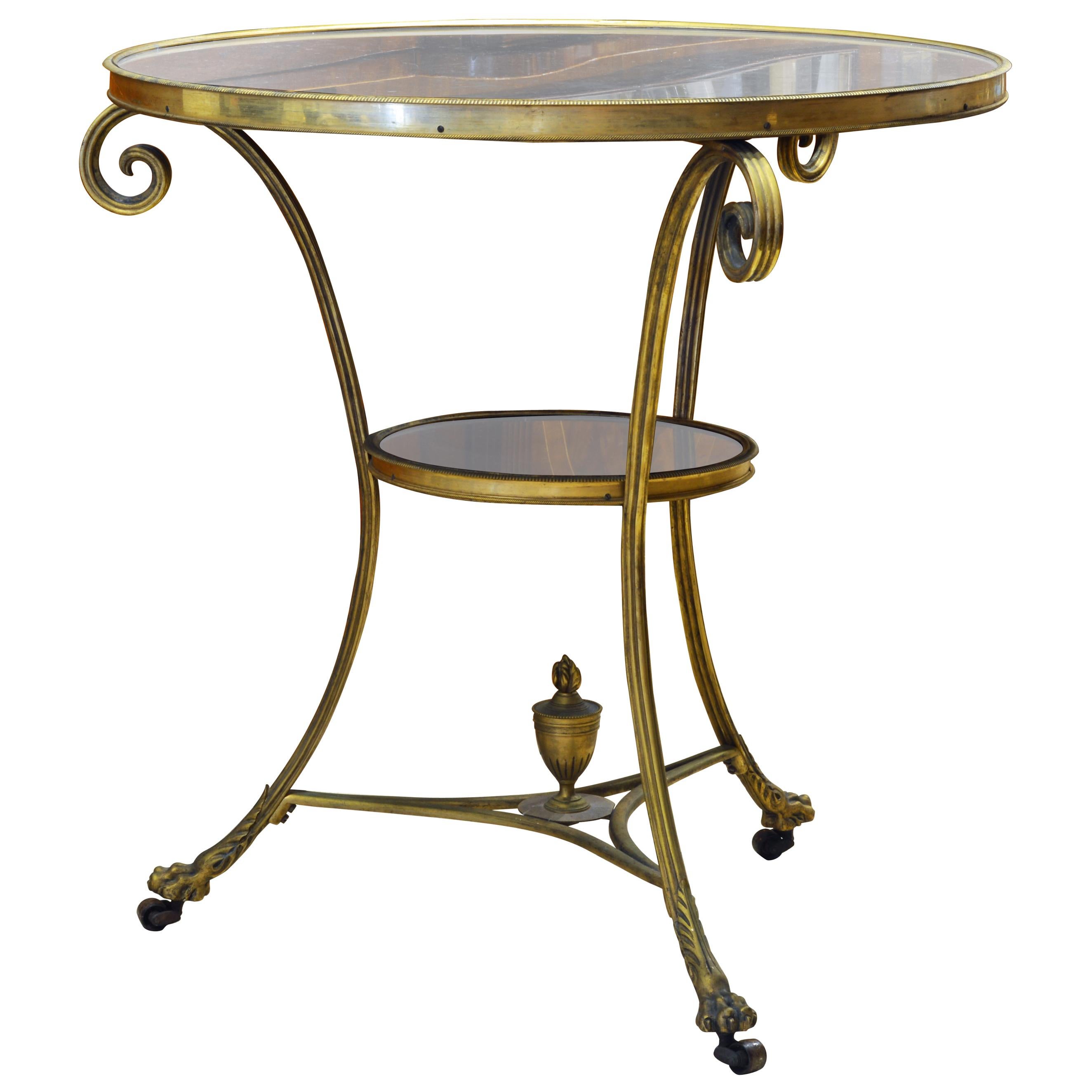19th Century Excellent French Empire Bronze and Marble Two-Tier Gueridon Table