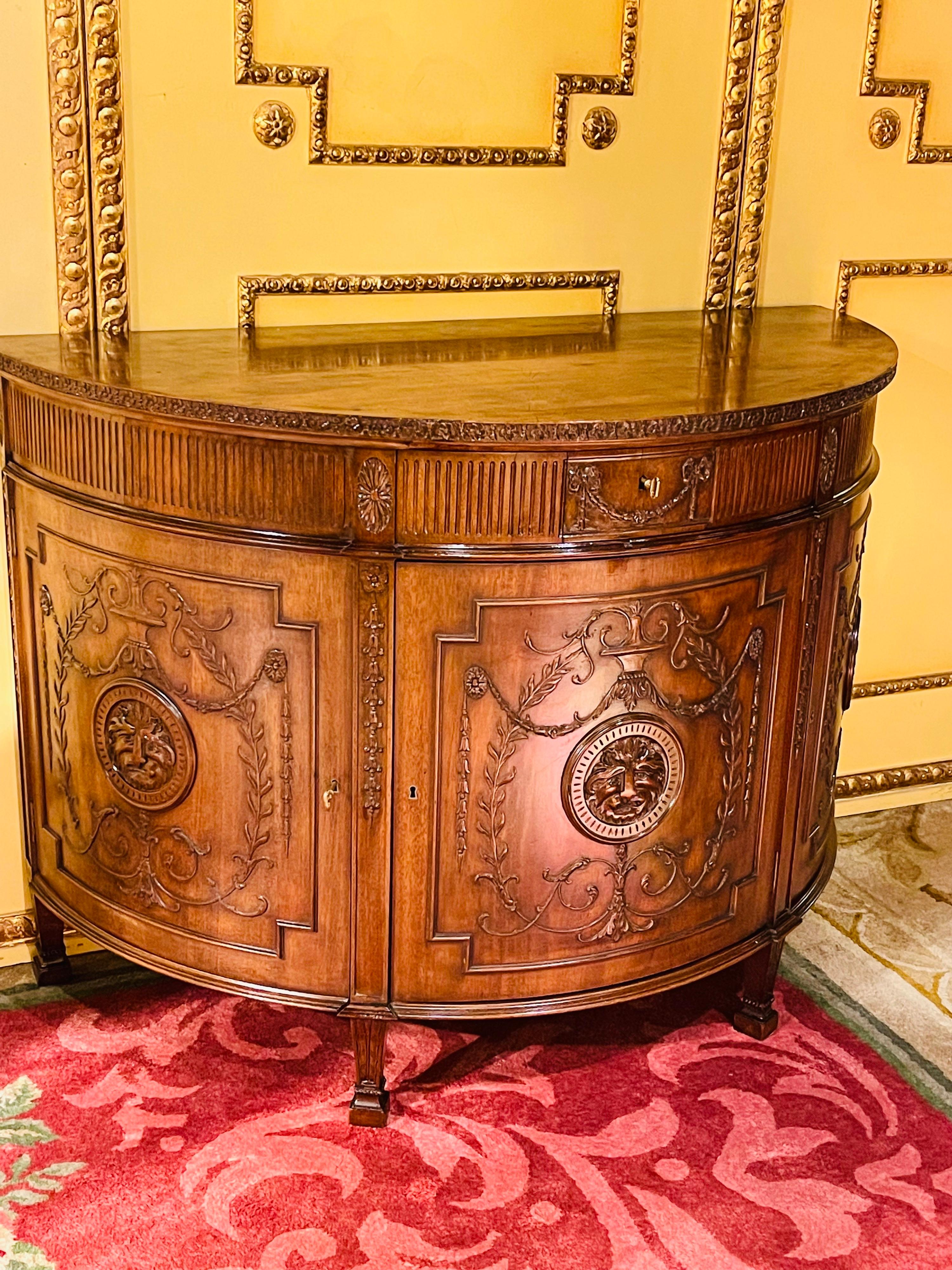Stained 19th Century Excellent Semicircular Wall Chest of Drawers, Neoclassicism For Sale