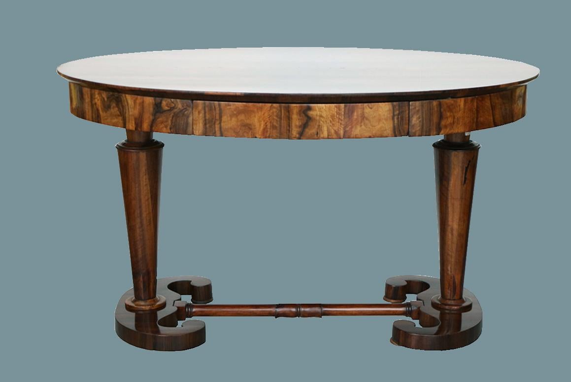 Walnut 19th Century Fine Biedermeier Salon Table. Vienna, c. 1825.