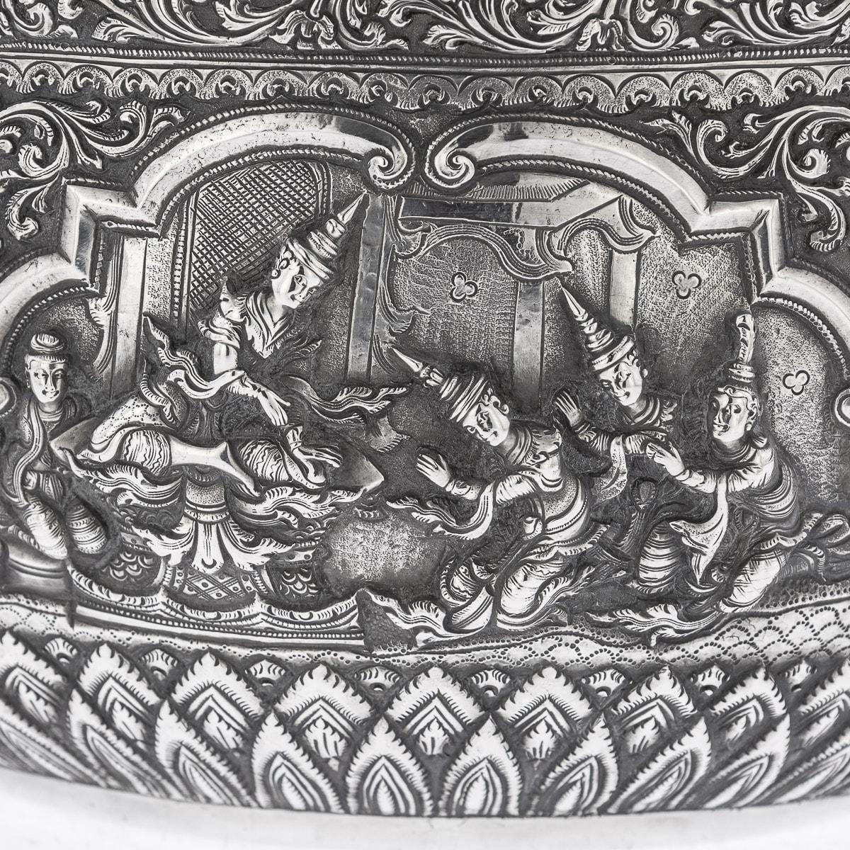 19th Century Exceptional Burmese Solid Silver Thabeik Bowl, Rangoon, c.1880 For Sale 8