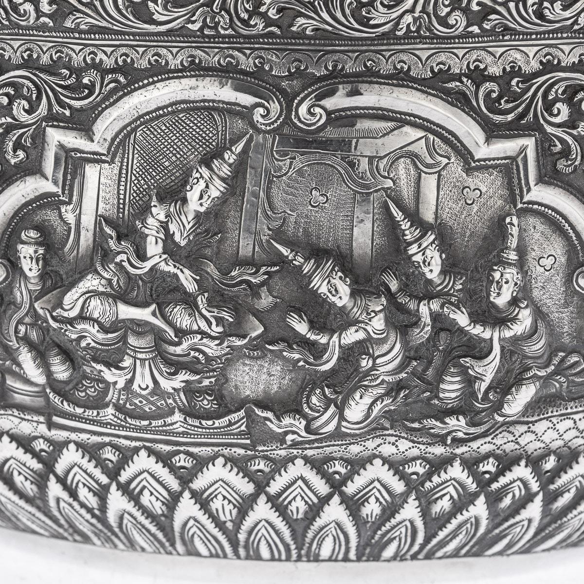 Ciotola Thabeik in argento massiccio birmano del XIX secolo, Rangoon, 1880 ca. in vendita 9