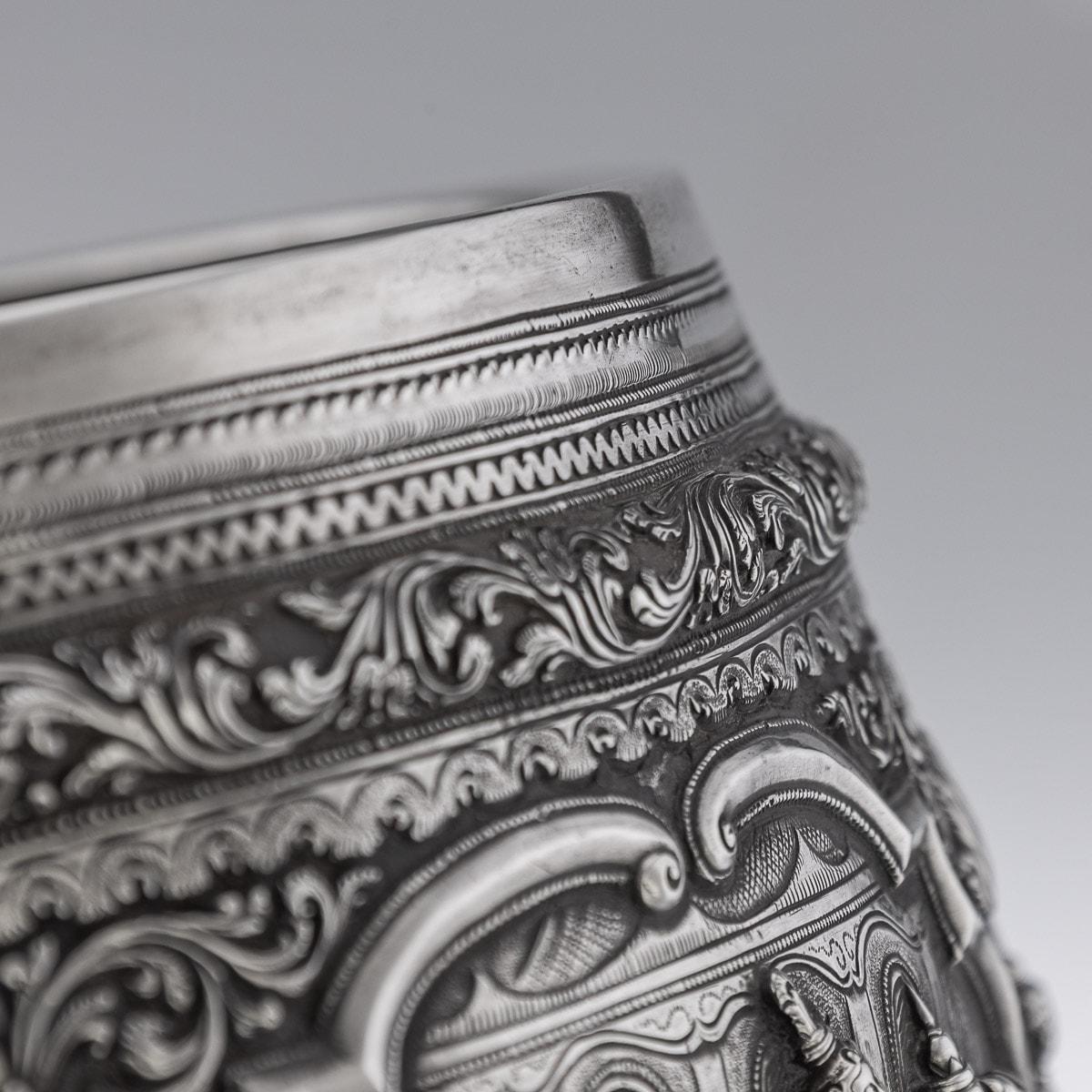 19th Century Exceptional Burmese Solid Silver Thabeik Bowl, Rangoon, c.1880 For Sale 9