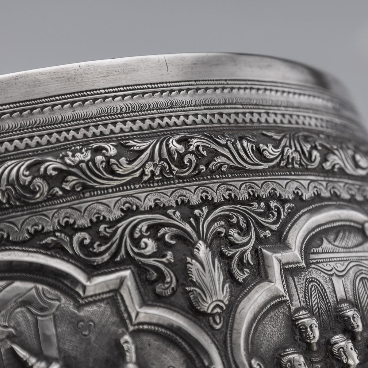 19th Century Exceptional Burmese Solid Silver Thabeik Bowl, Rangoon, c.1880 For Sale 10