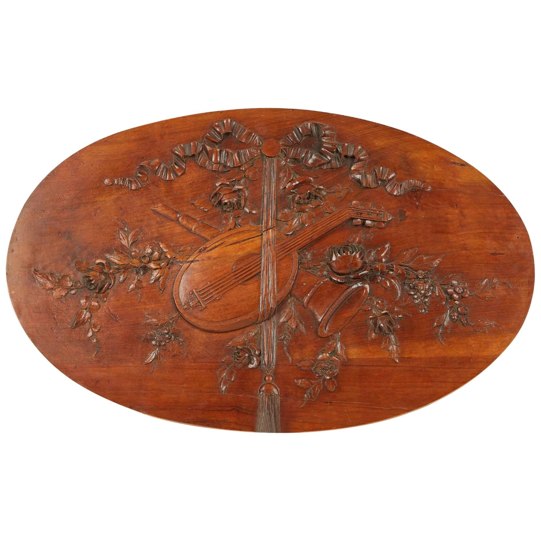 19th Century Exceptional French Decoration with Musical Instruments and Flowers For Sale
