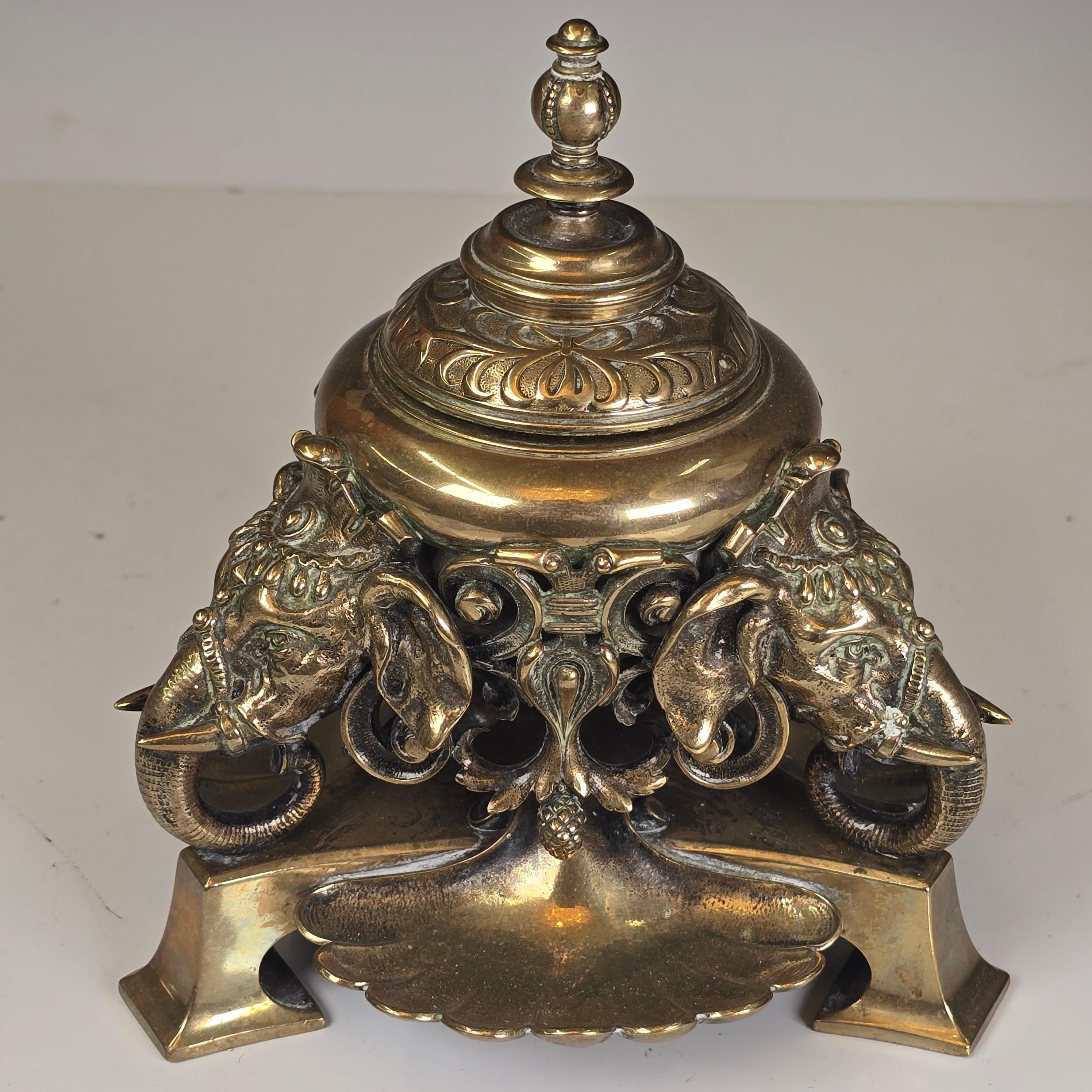 19th Century Exoticism Elephant Inkwell For Sale 4