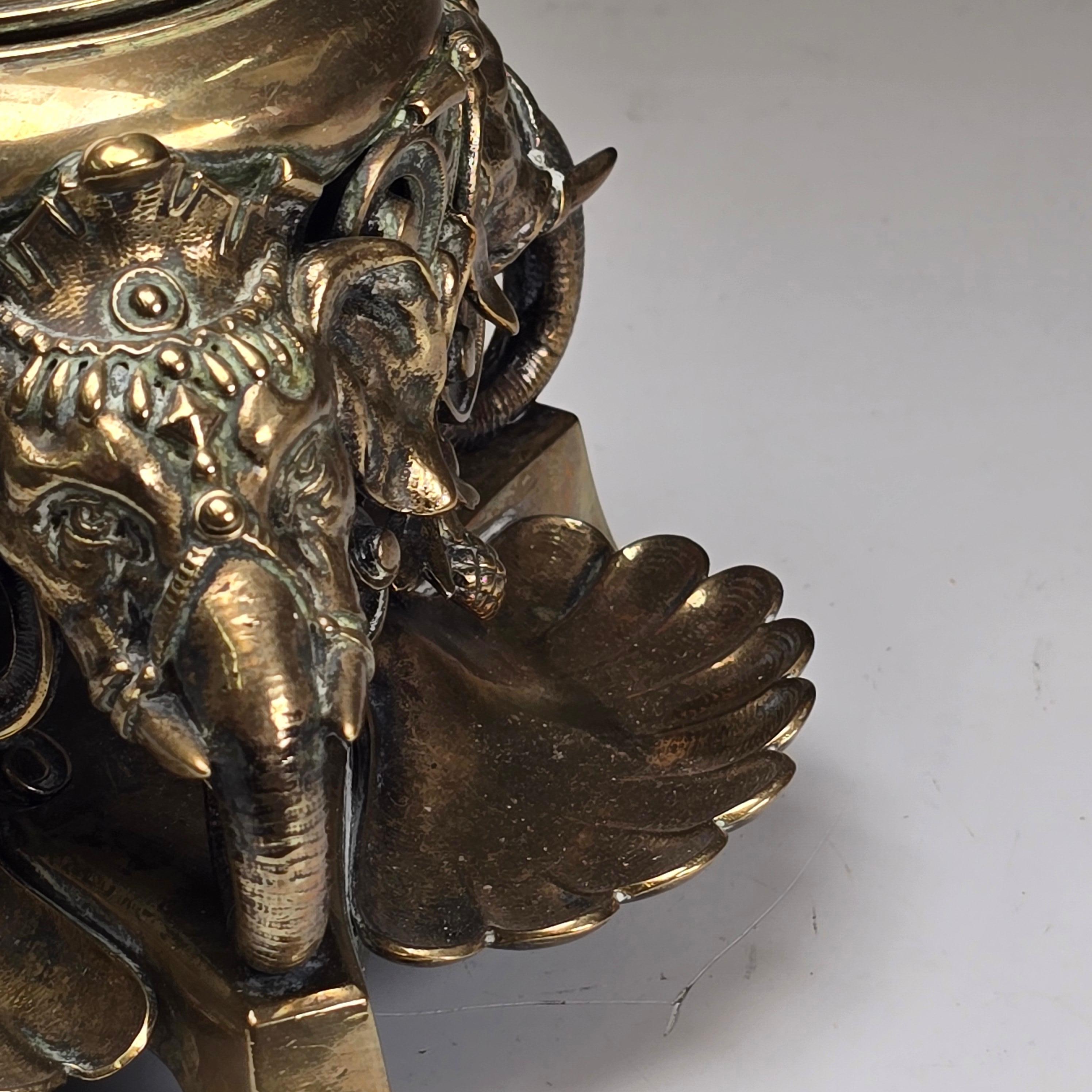 French 19th Century Exoticism Elephant Inkwell For Sale