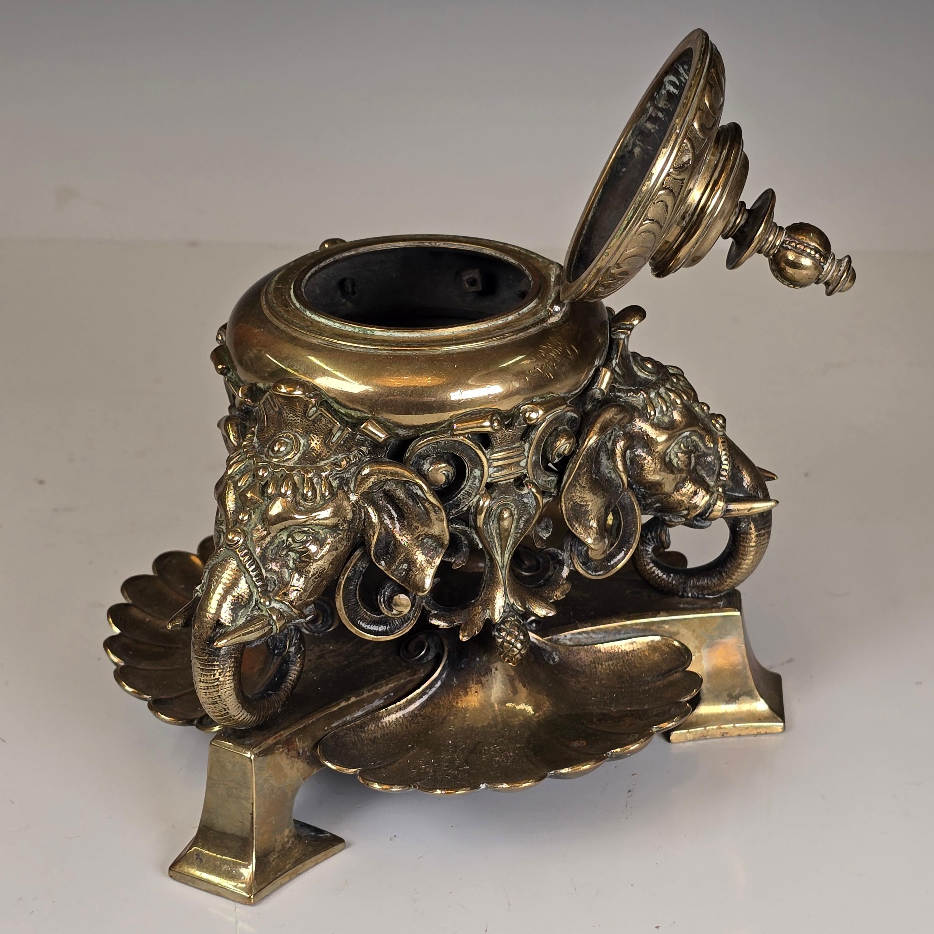 19th Century Exoticism Elephant Inkwell For Sale 2