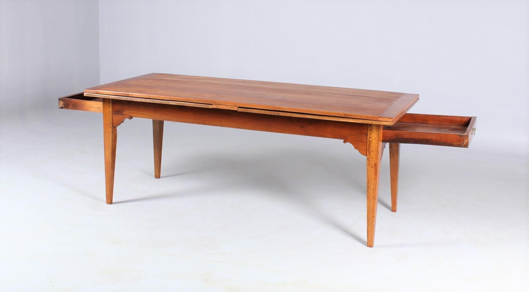 19th Century Extendable Farm Table, for up to 12 people, Cherrywood 12