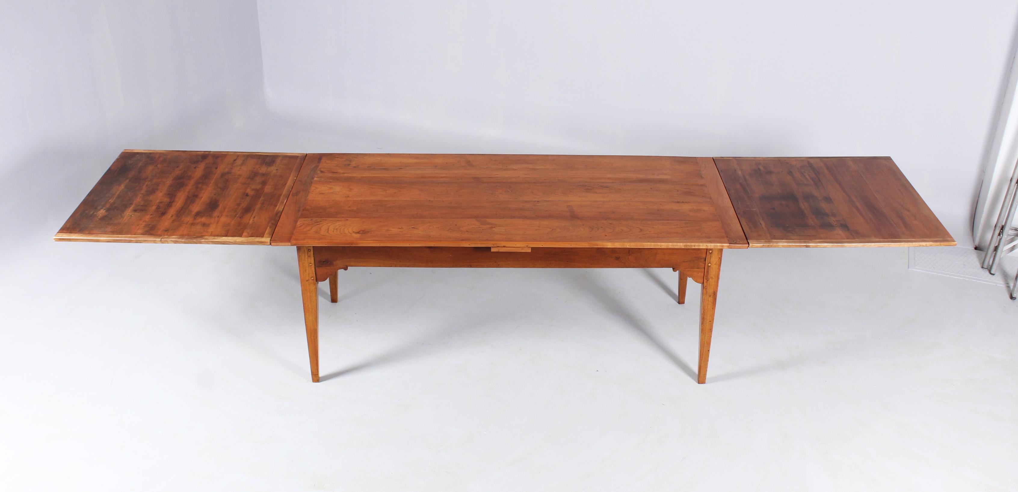 Charles X 19th Century Extendable Farm Table, for up to 12 people, Cherrywood