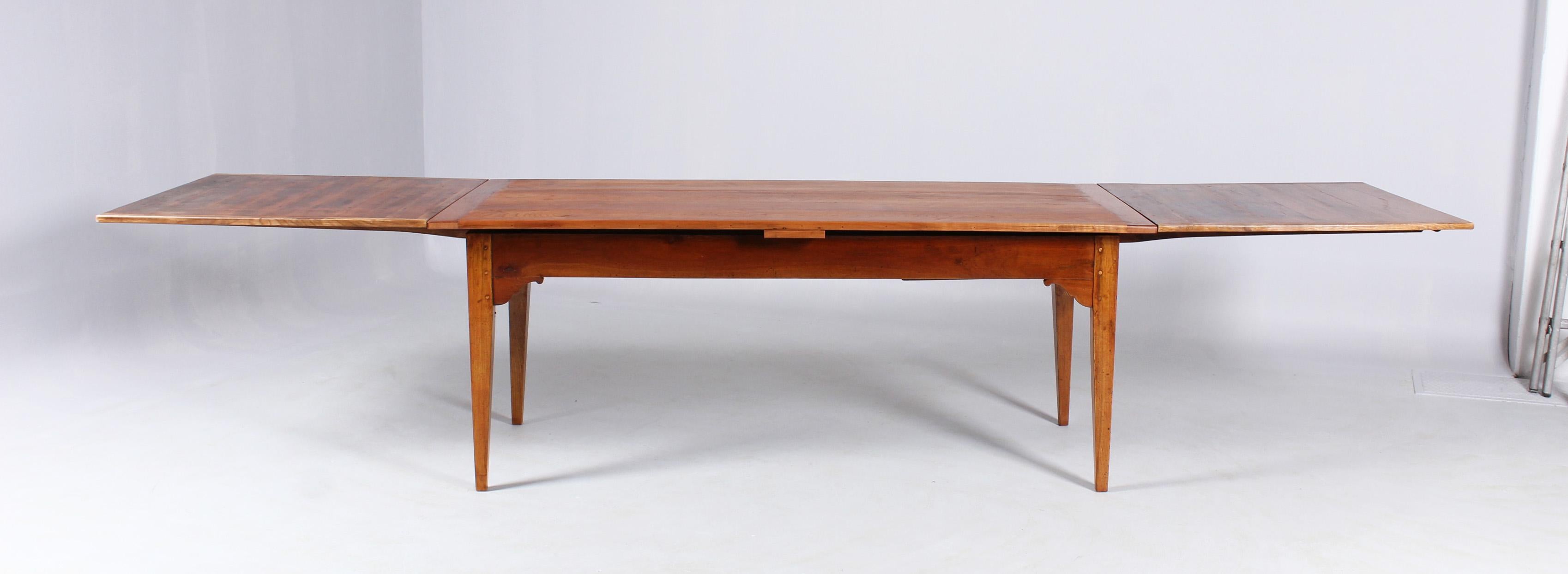 French 19th Century Extendable Farm Table, for up to 12 people, Cherrywood