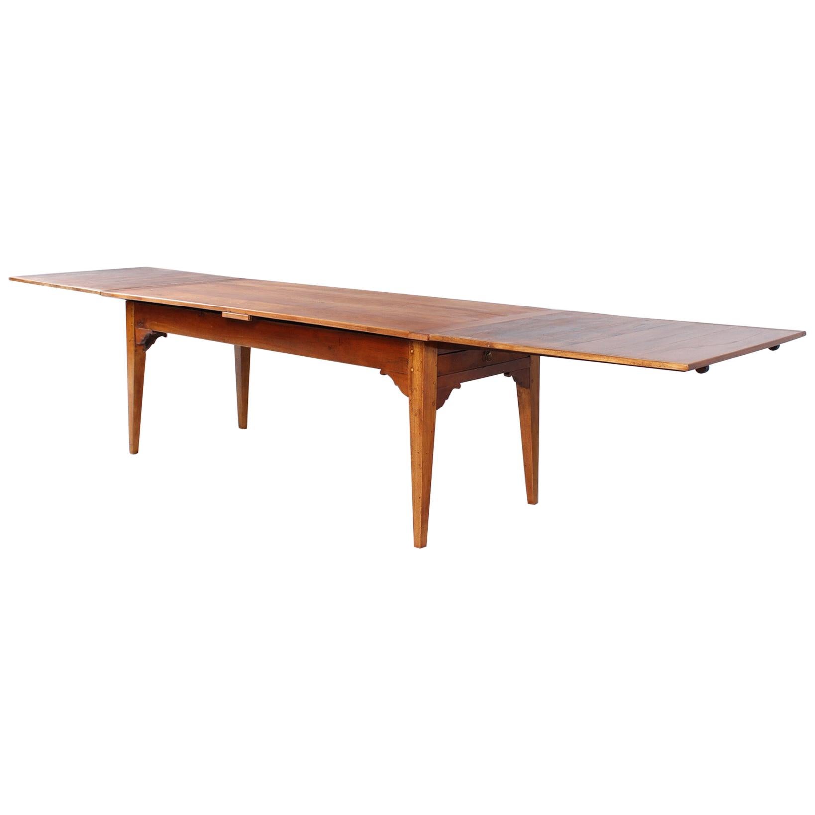 19th Century Extendable Farm Table, for up to 12 people, Cherrywood