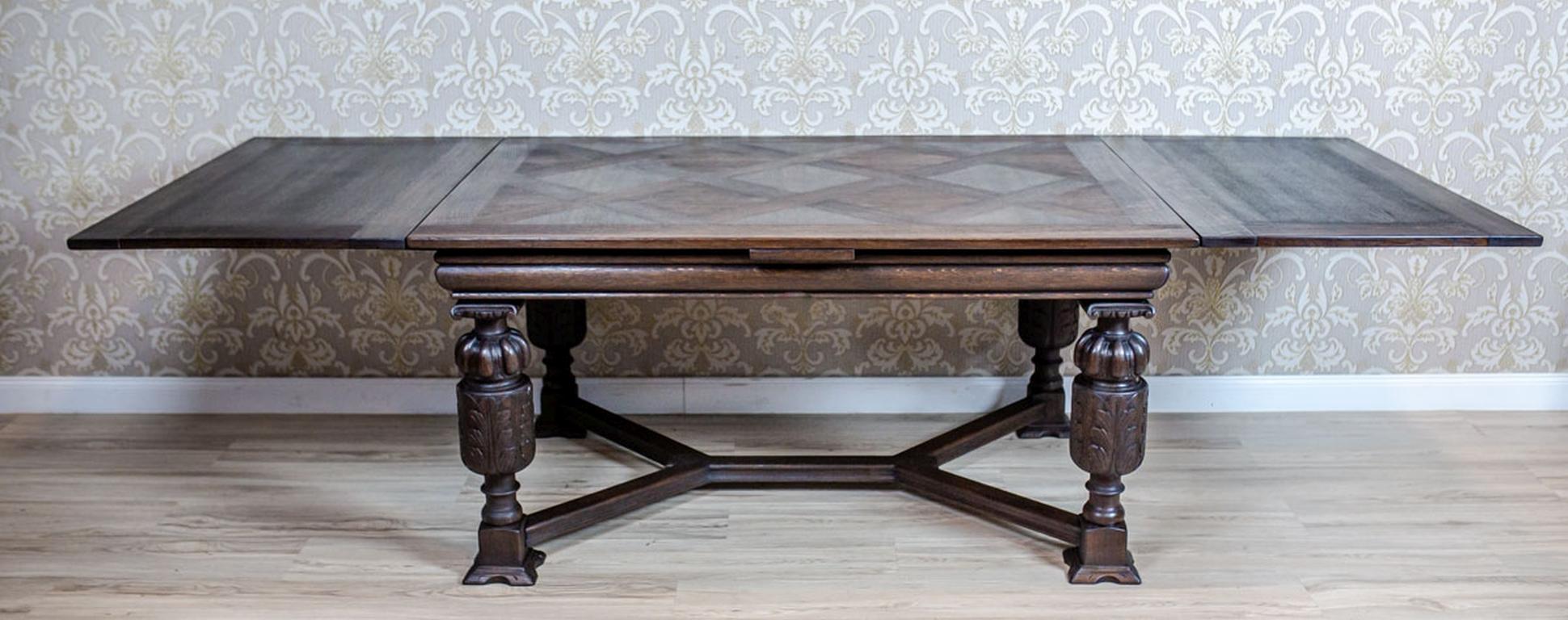 19th Century Extendable Oak Table In Good Condition In Opole, PL