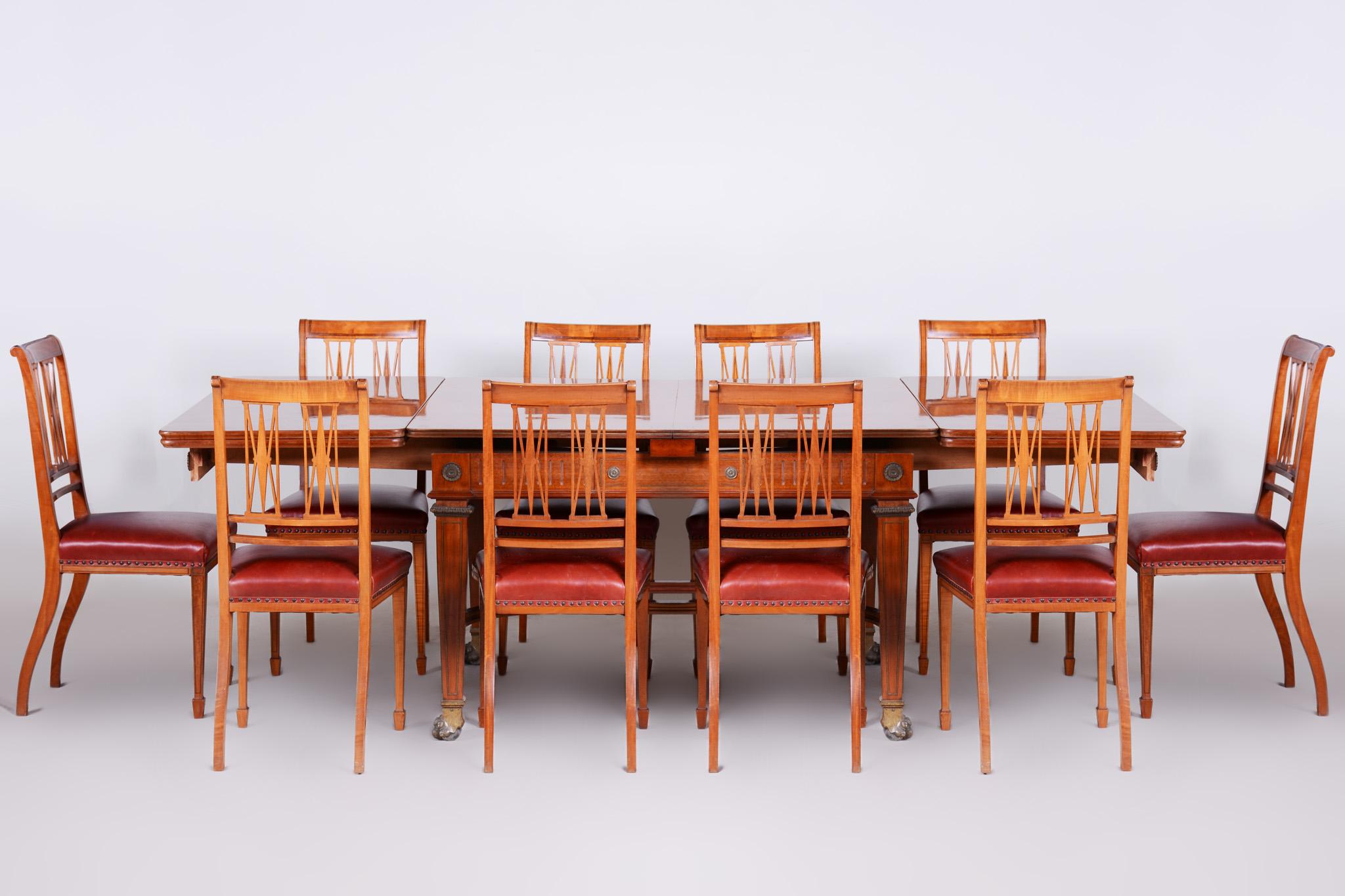 Bronze Table à rallonge du 19ème siècle, fabriquée en France, entièrement restaurée en acajou, Empire en vente
