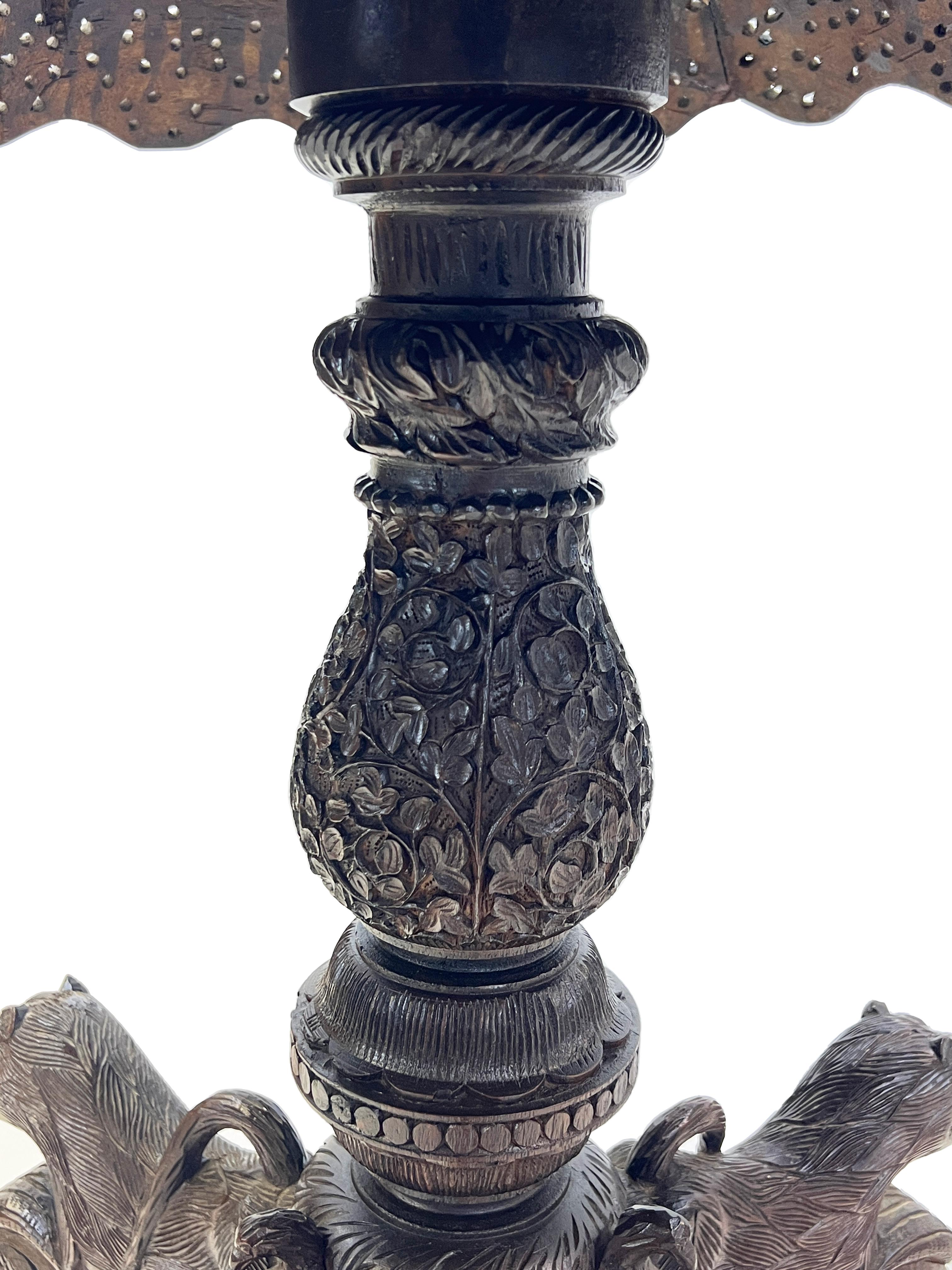 Wood 19th Century Extensively Carved Anglo-Indian Centre Table