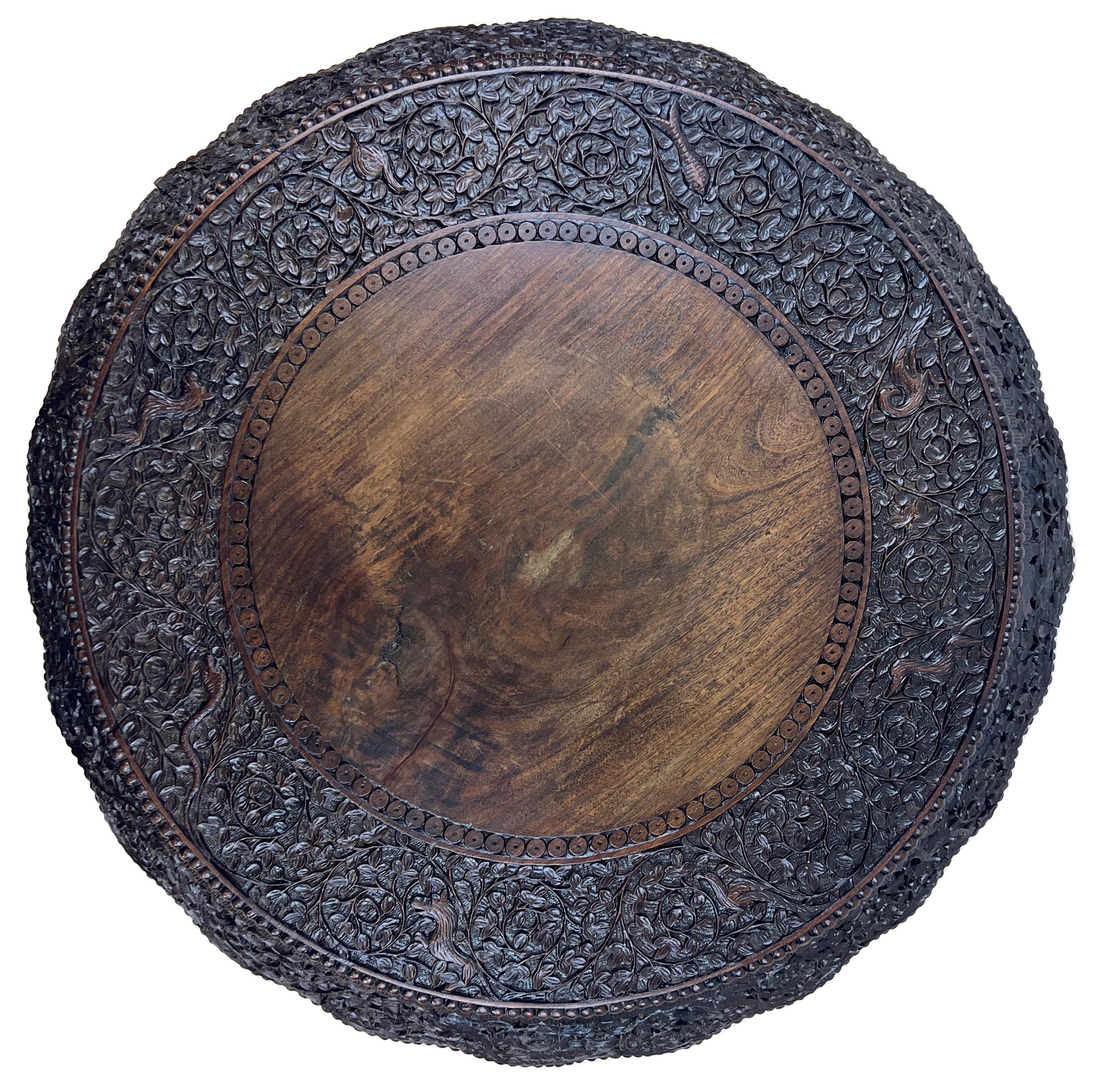 19th Century Extensively Carved Anglo-Indian Centre Table 1