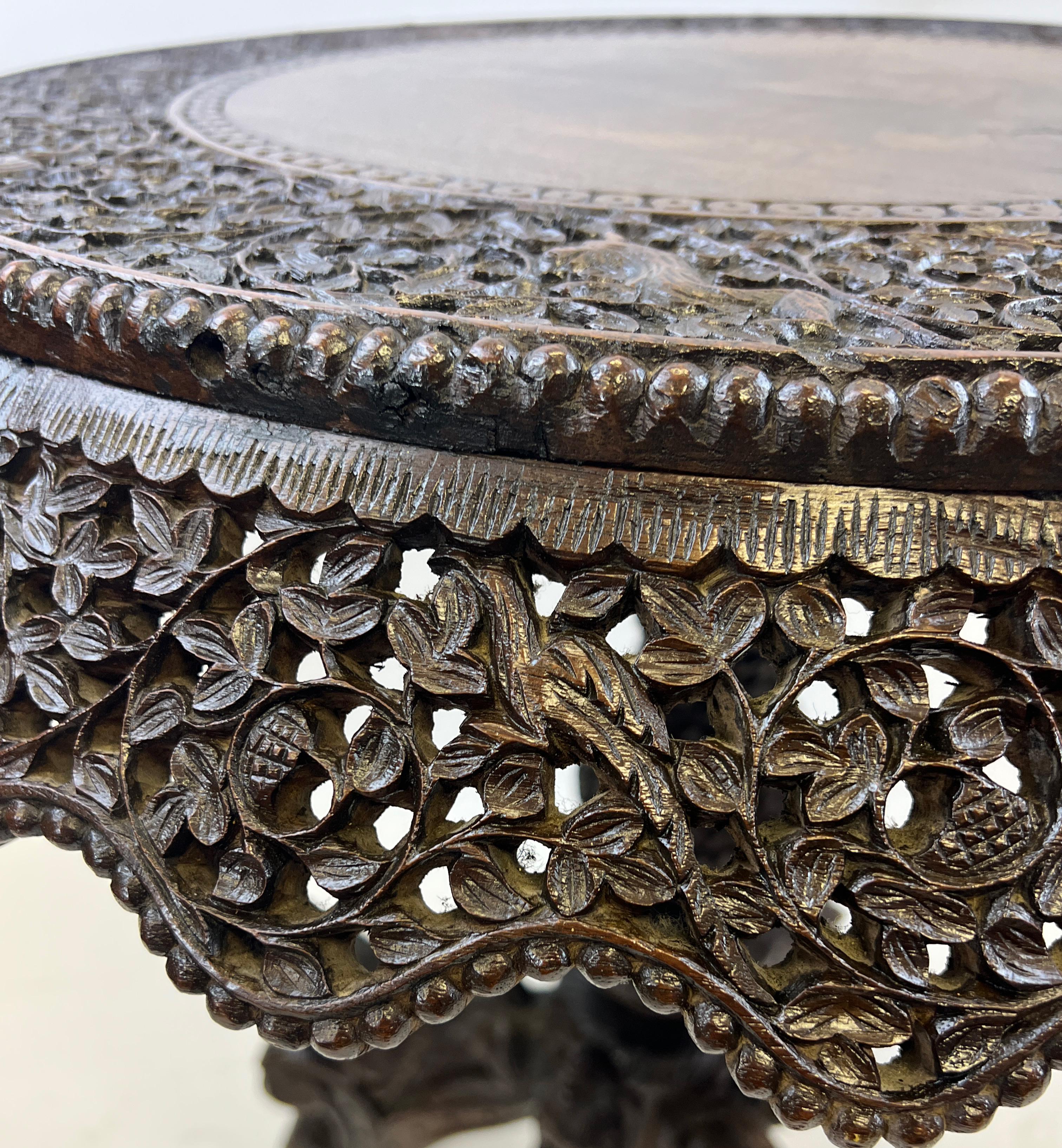 19th Century Extensively Carved Anglo-Indian Centre Table 3