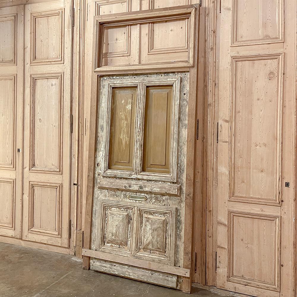 Neoclassical Revival 19th Century Exterior Door in Original Jam with Transom For Sale