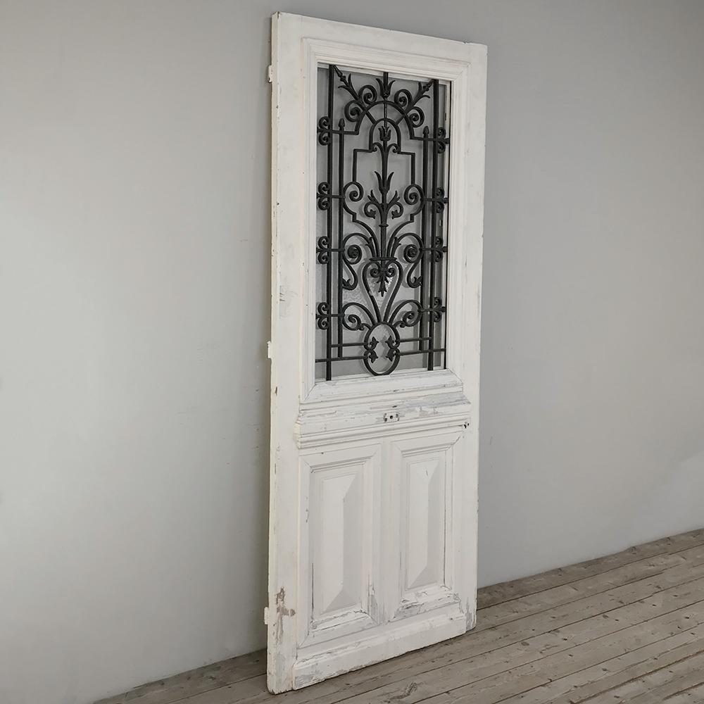 Belle Époque 19th Century Exterior Door with Wrought Iron