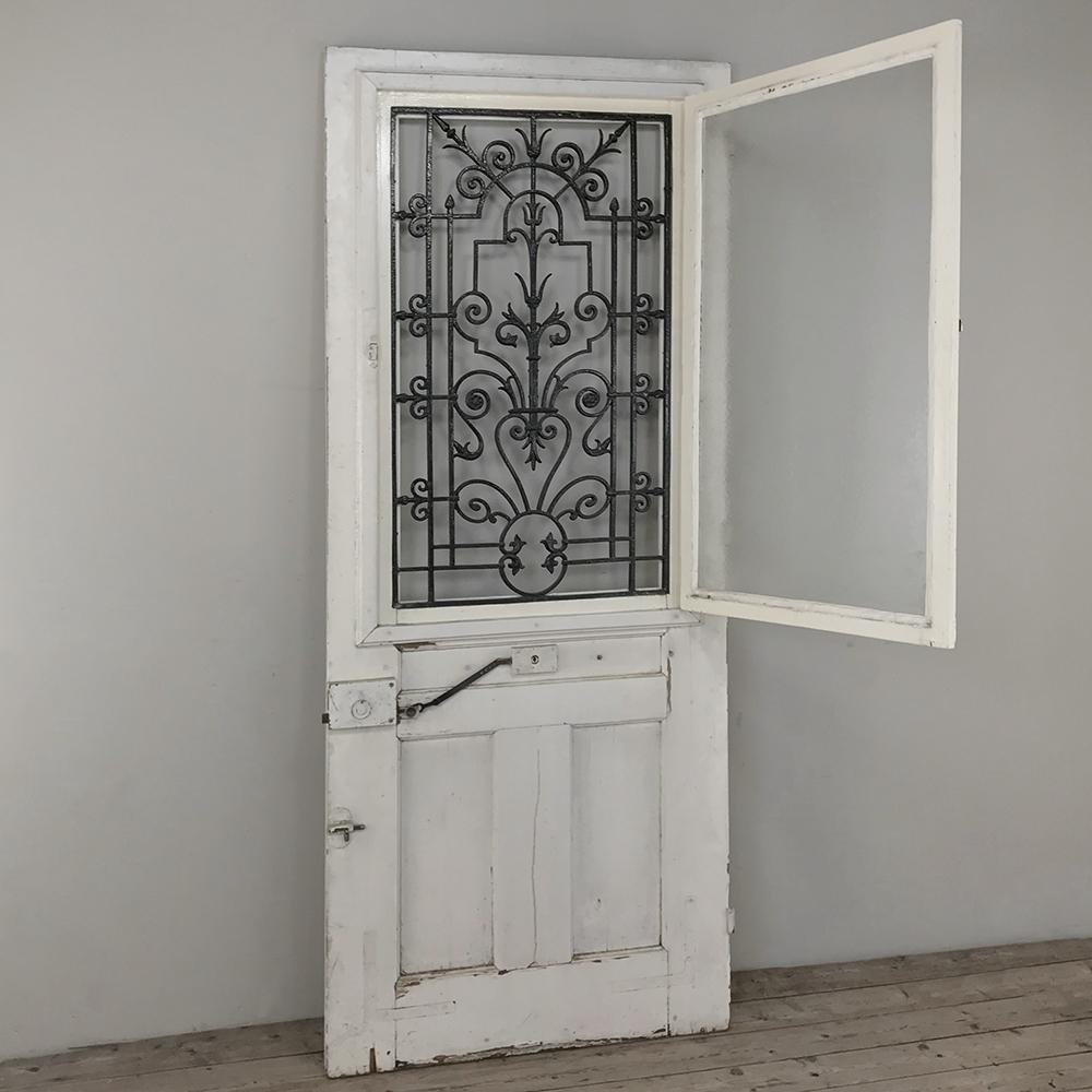 Hand-Crafted 19th Century Exterior Door with Wrought Iron