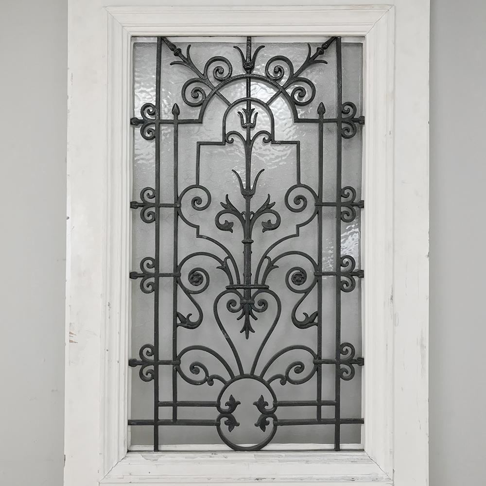 19th Century Exterior Door with Wrought Iron In Good Condition In Dallas, TX