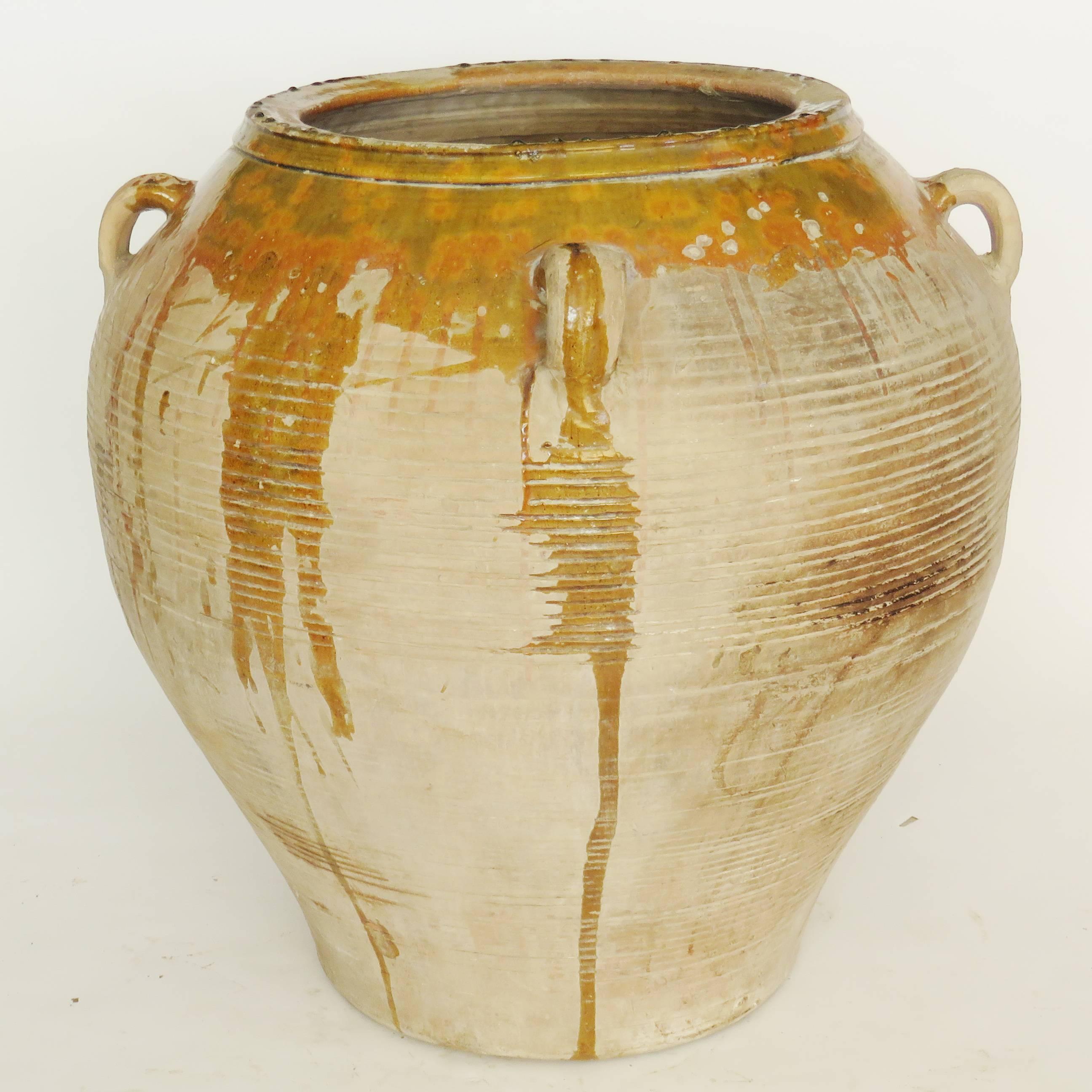 Spanish 19th Century Extra Fat Glazed Ceramic Jar For Sale