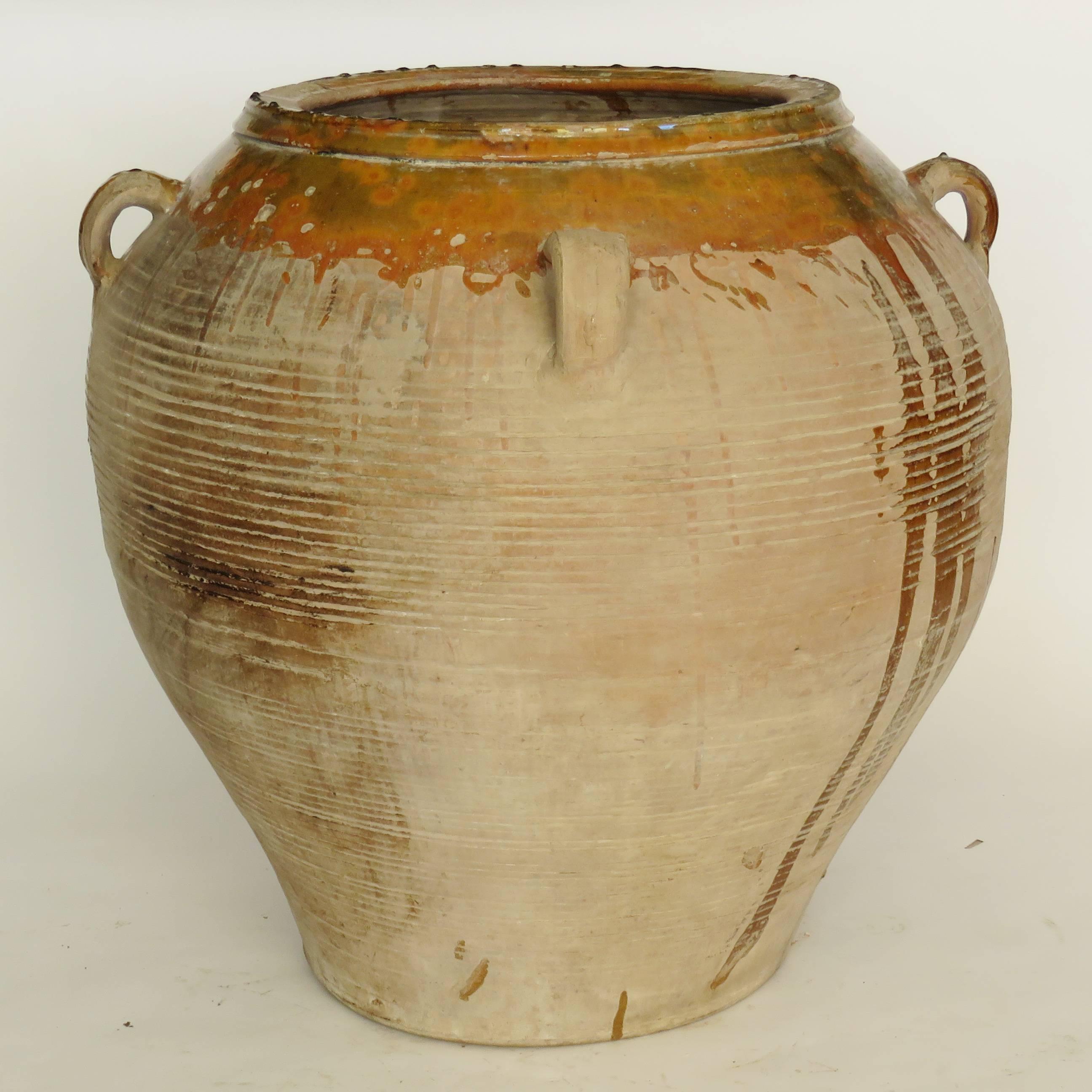 Pottery 19th Century Extra Fat Glazed Ceramic Jar For Sale