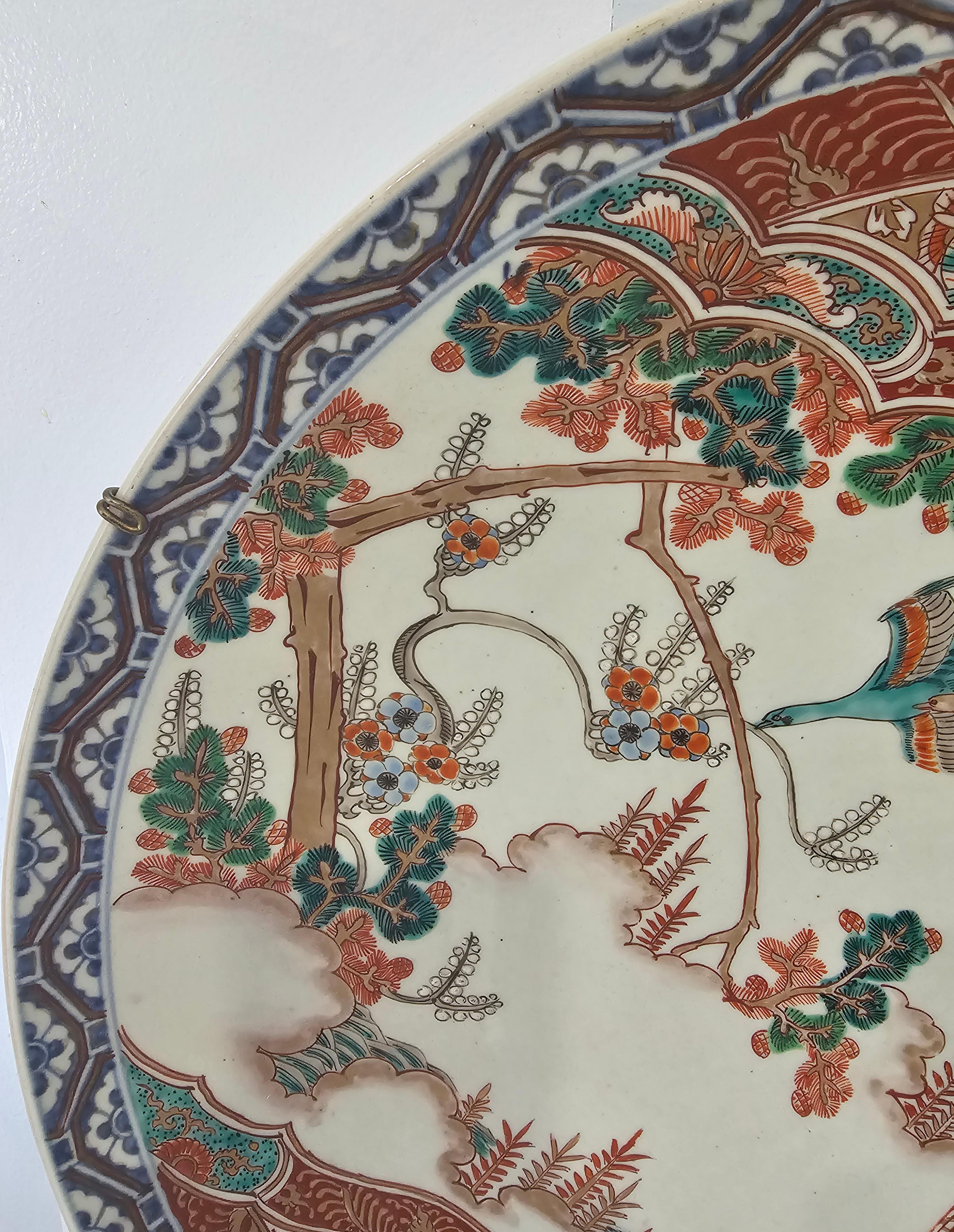 Hand-Crafted 19th Century Extra Large Japanese Decorated Wall Platter For Sale