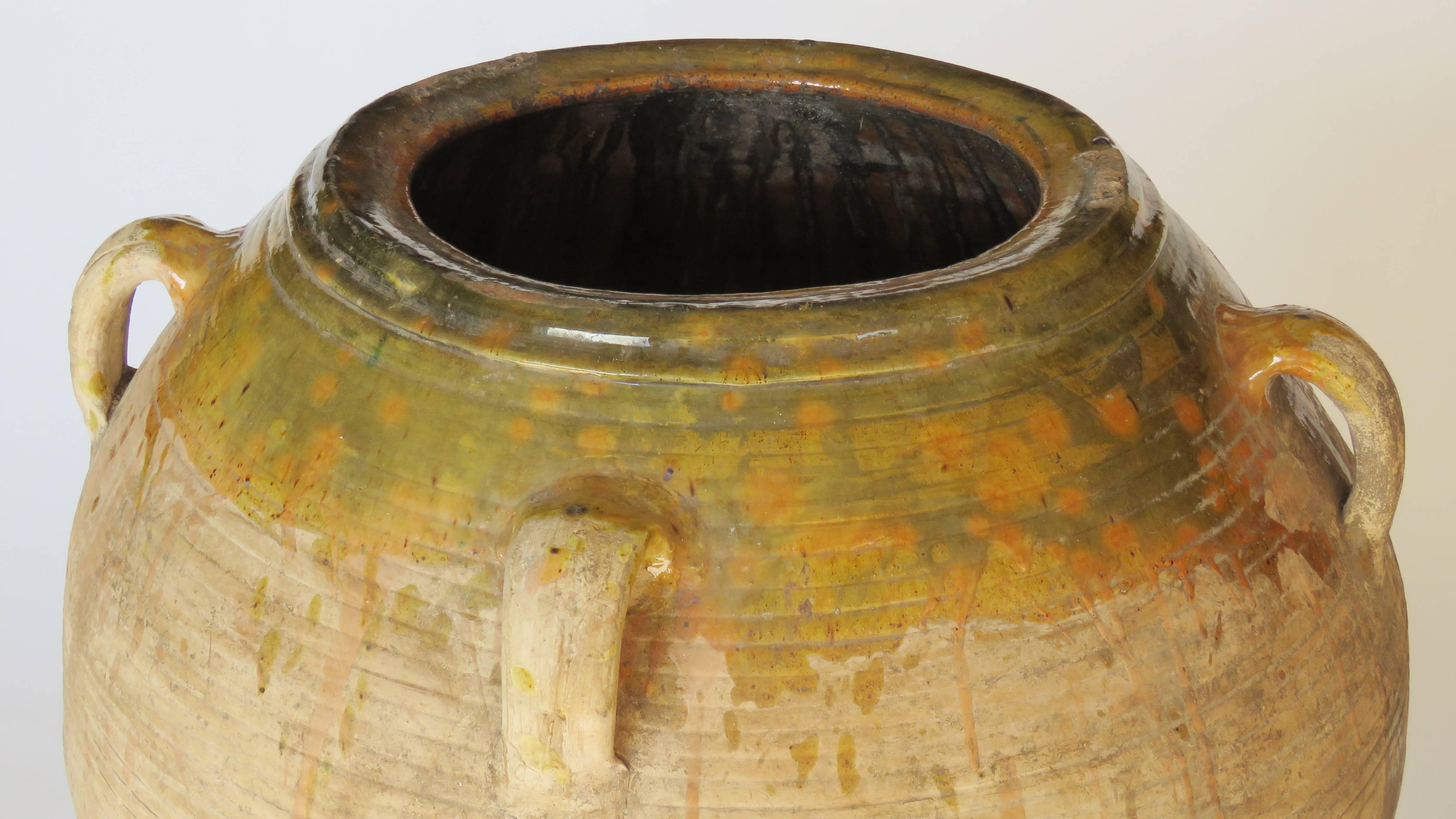 19th Century Extra Large Semi Glazed Ceramic Jar In Good Condition For Sale In Alella, ES