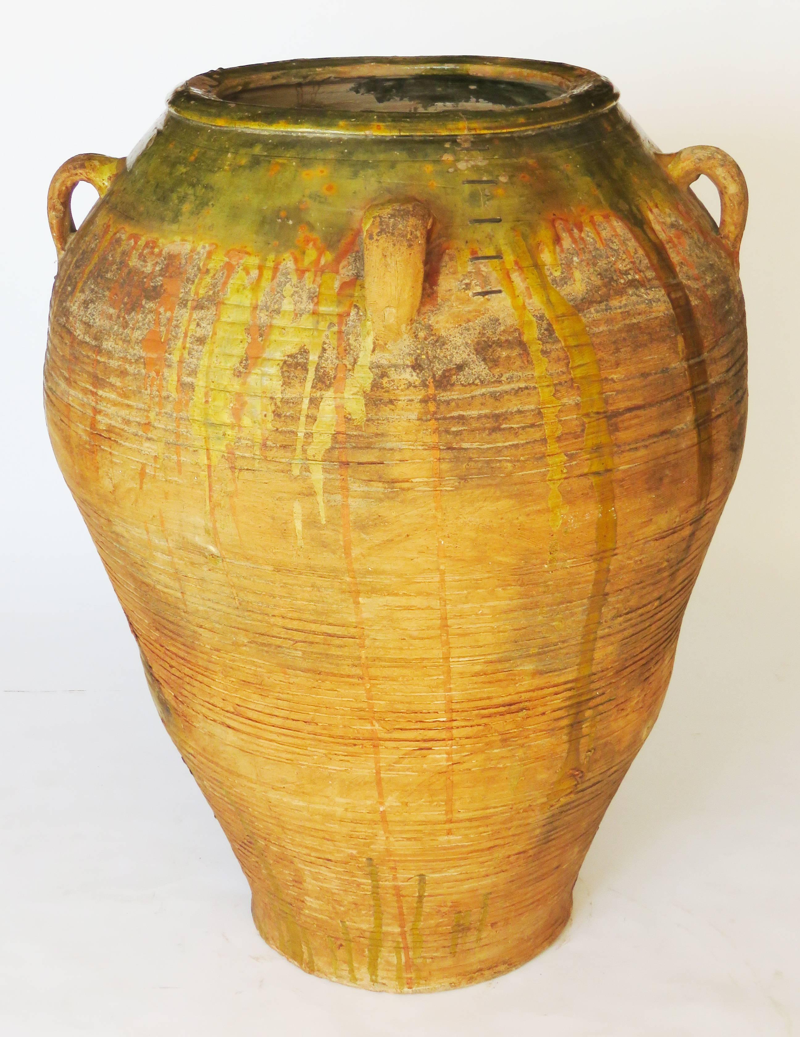 19th Century Extra Large Semi Glazed Ceramic Jar In Good Condition For Sale In Alella, ES