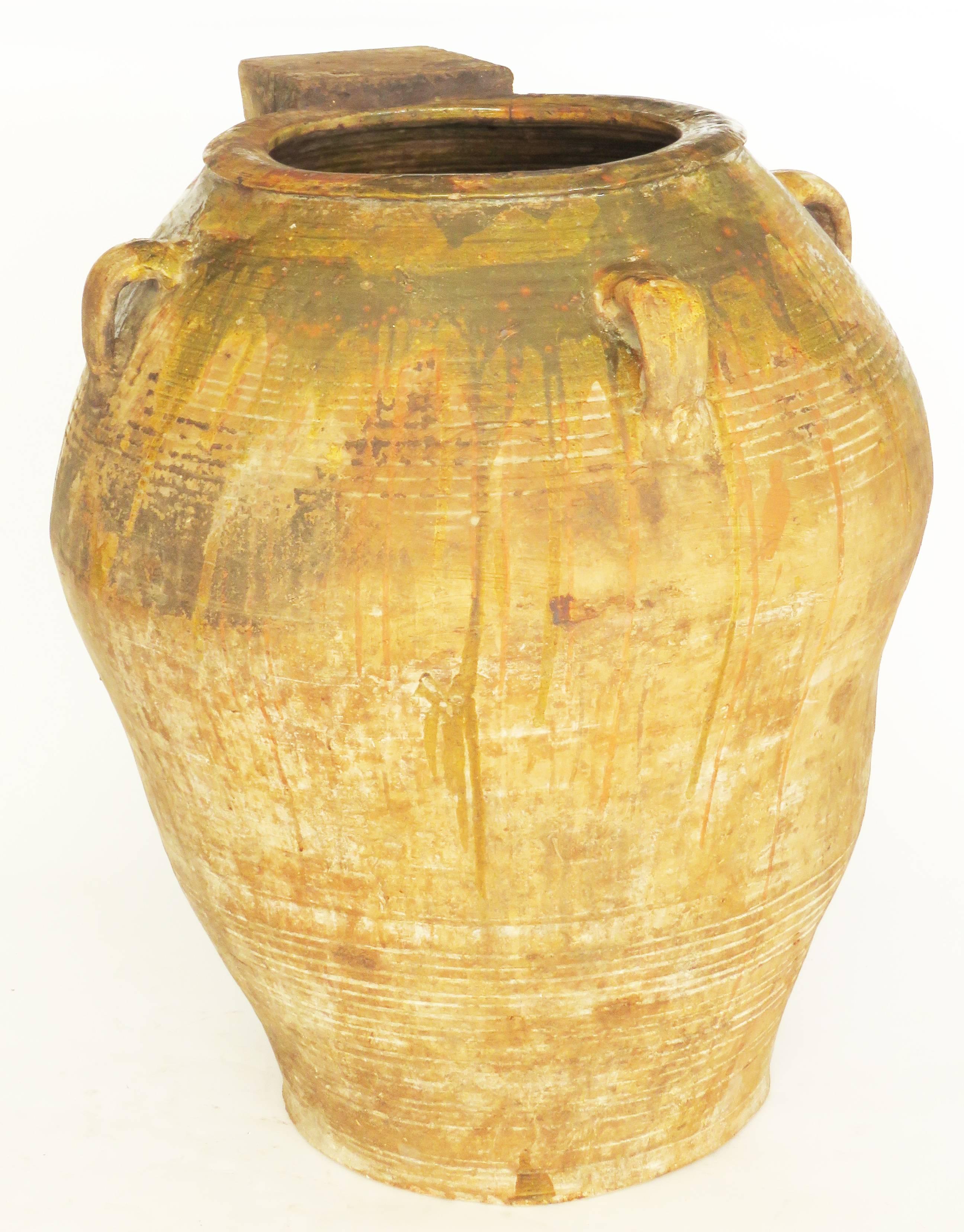 19th Century Extra Large Semi Glazed Jar with Support to Place Smaller Honey Pot In Good Condition For Sale In Alella, ES
