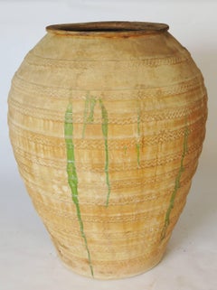 19th Century Extra Large Semi Glazed Olive Jar