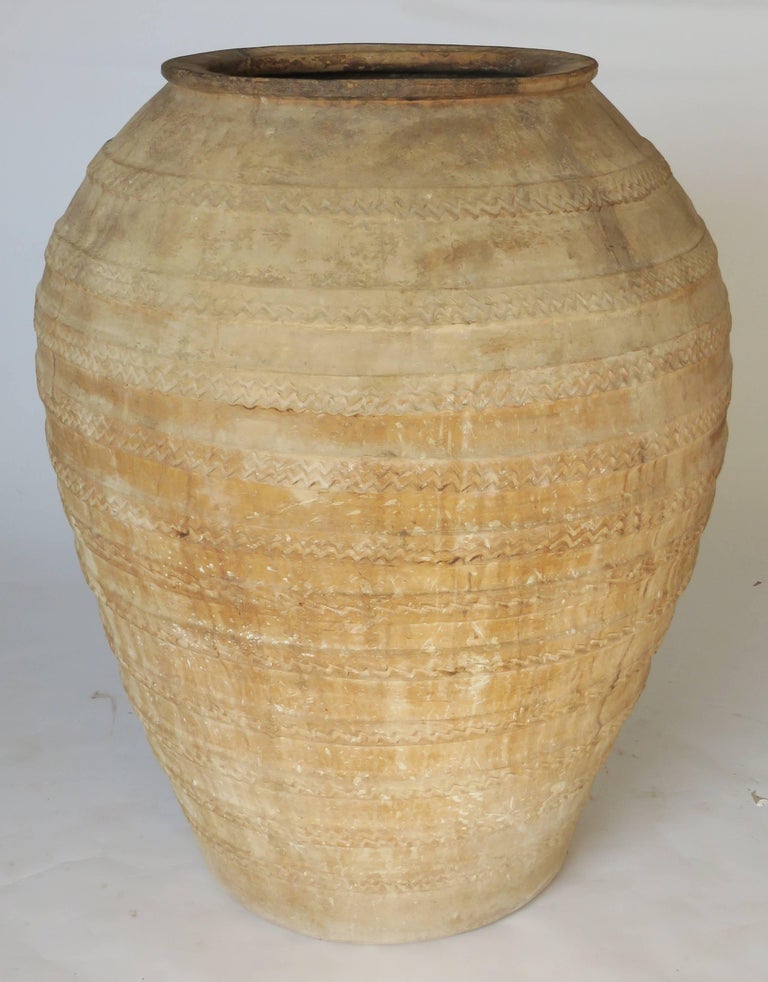 19th Century Extra Large Semi Glazed Olive Jar For Sale at 1stDibs