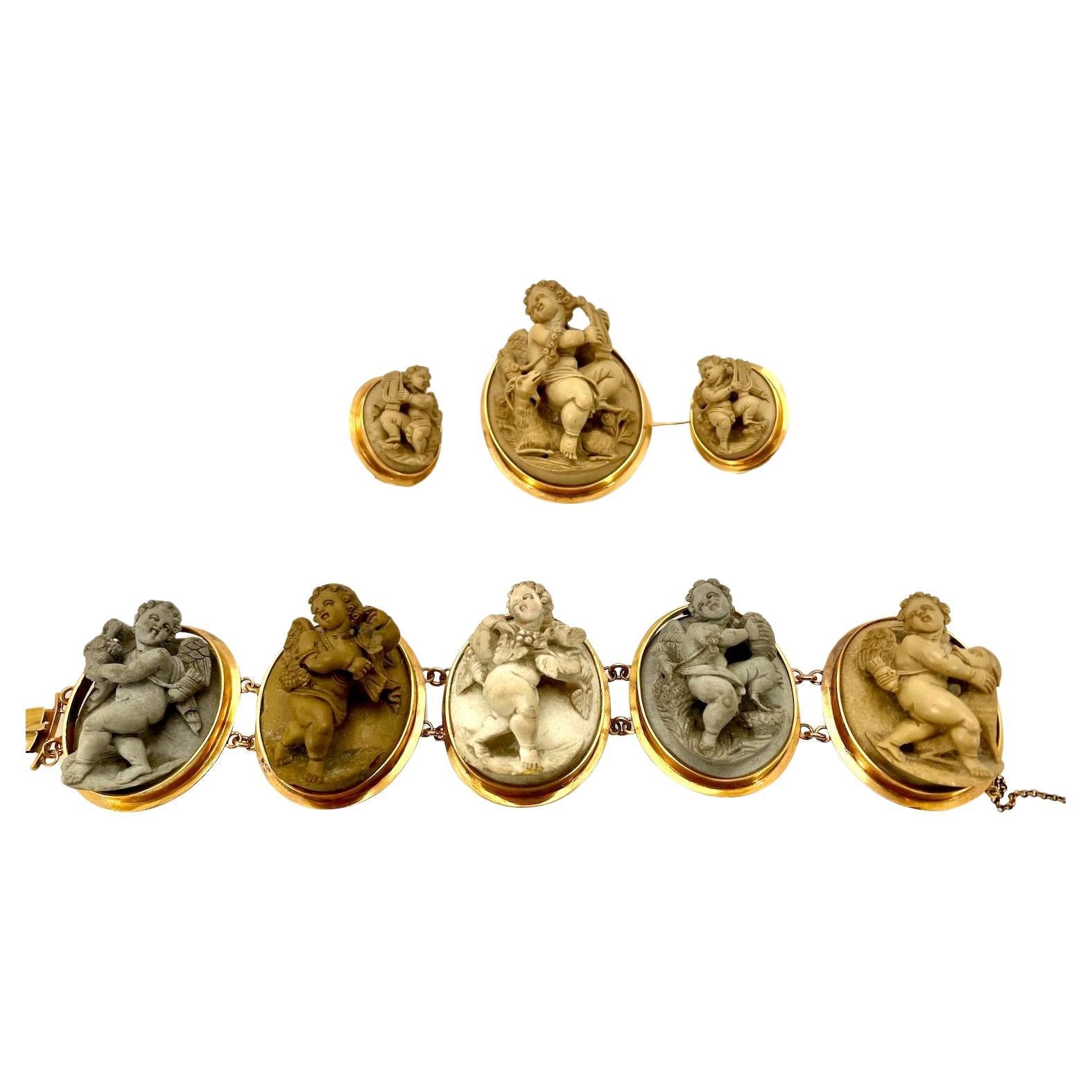 19th Century extremely Rare Lava Cameo Suite