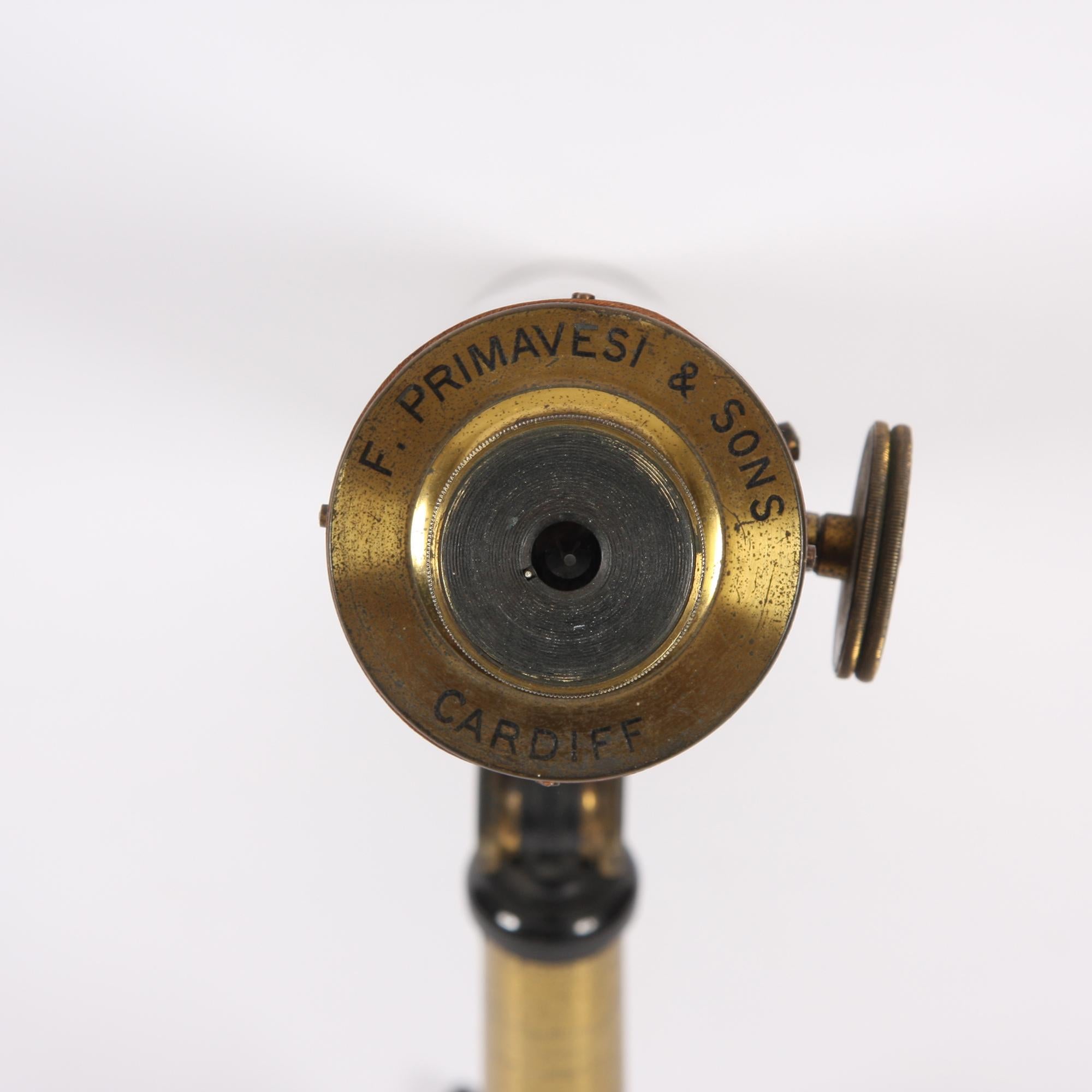 Welsh 19th Century F. Primavesi & Sons Leather and Brass Telescope For Sale