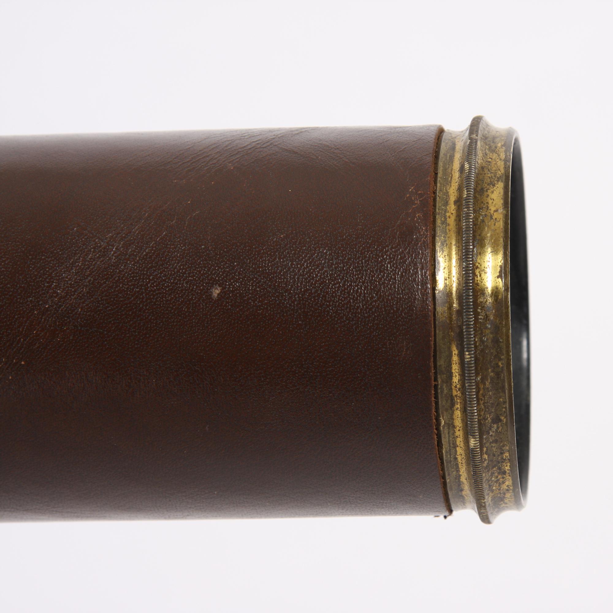 19th Century F. Primavesi & Sons Leather and Brass Telescope For Sale 1