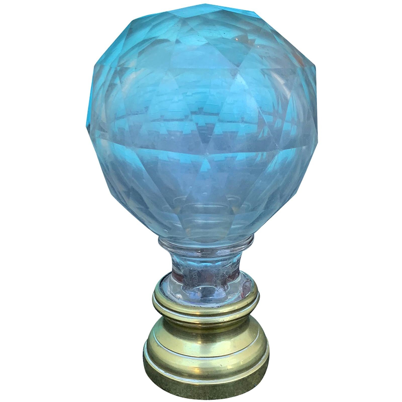 19th Century Faceted Crystal and Bronze Newel Post