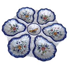 19th Century Faience Butterfly Oyster Desvres Plate Fourmaintraux