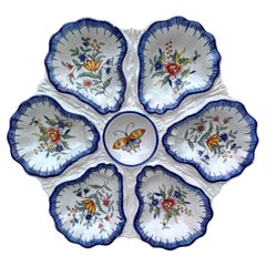 Plato Desvres Mariposa de Ostra Fourmaintraux de loza del siglo XIX