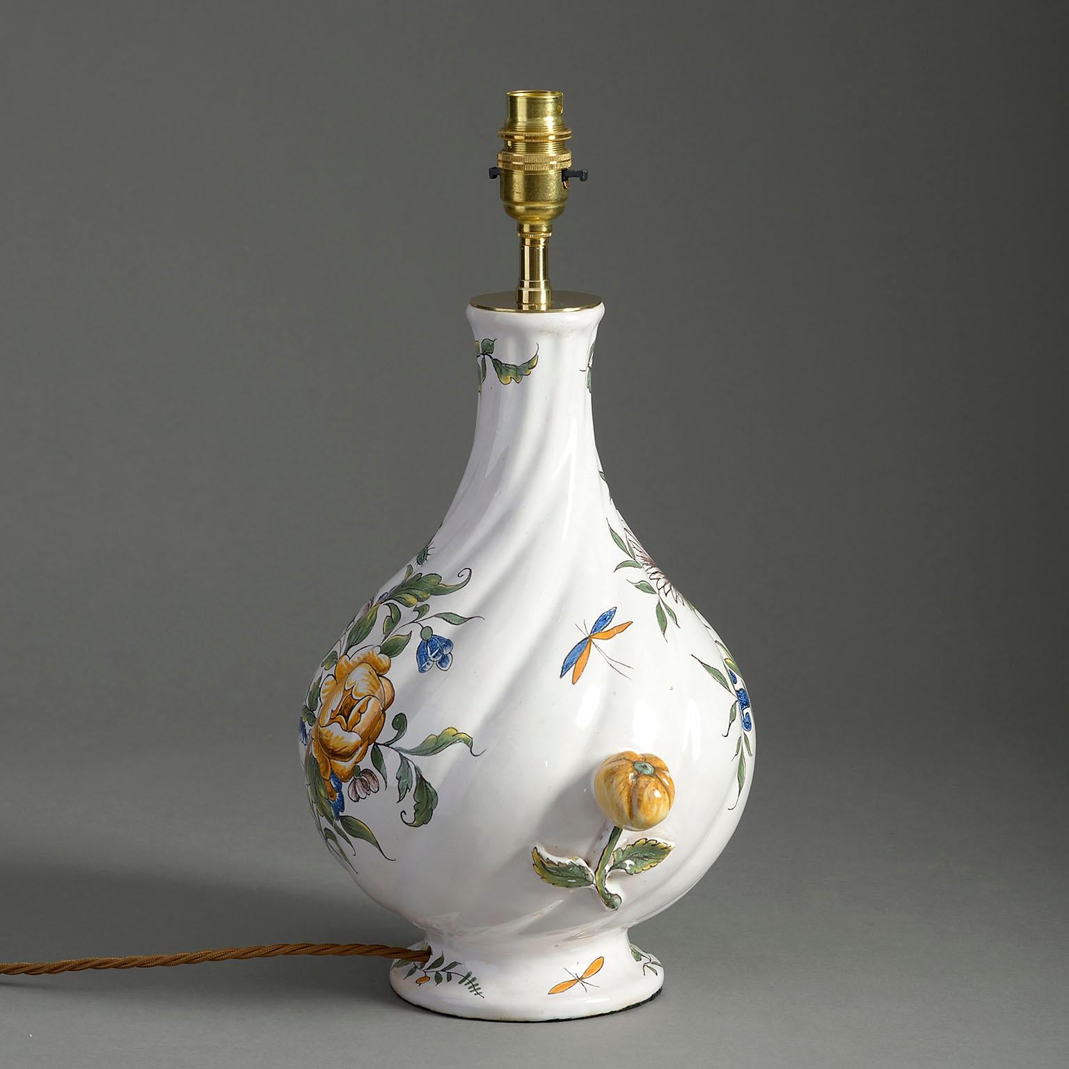 Fayence-Vasen-Keramik-Lampe, 19. Jahrhundert (Land) im Angebot