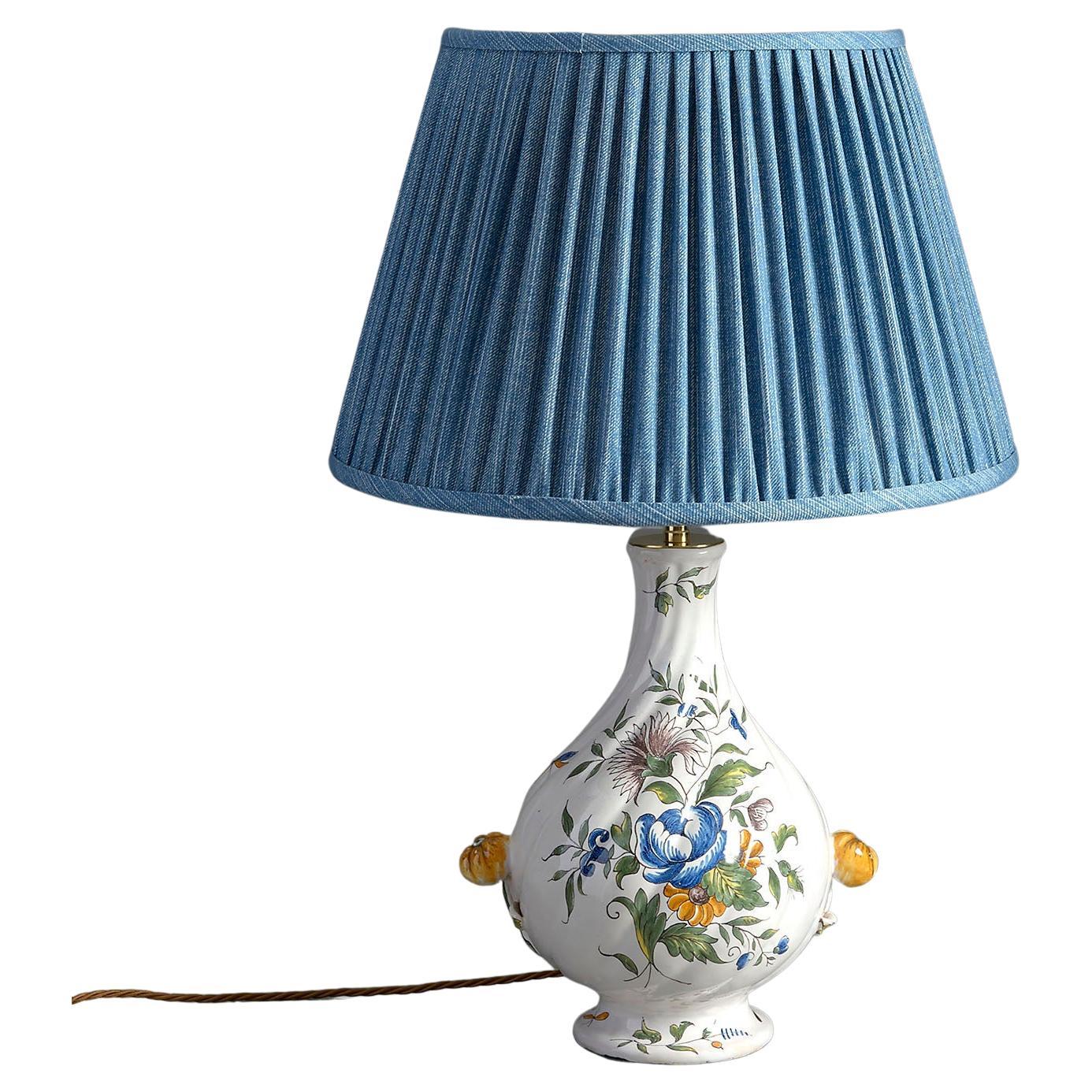 Fayence-Vasen-Keramik-Lampe, 19. Jahrhundert