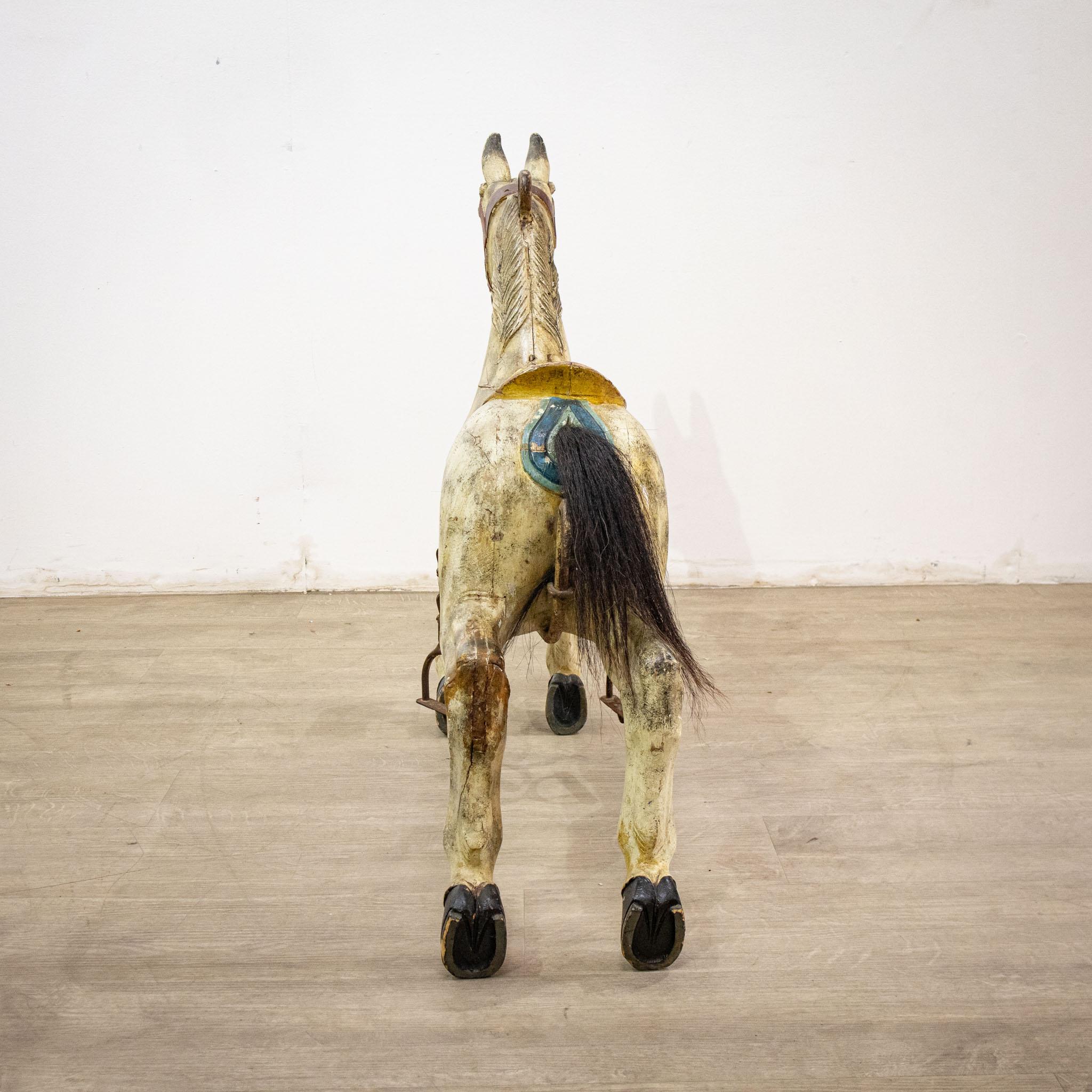 Painted 19th Century Fairground Horse with Stand