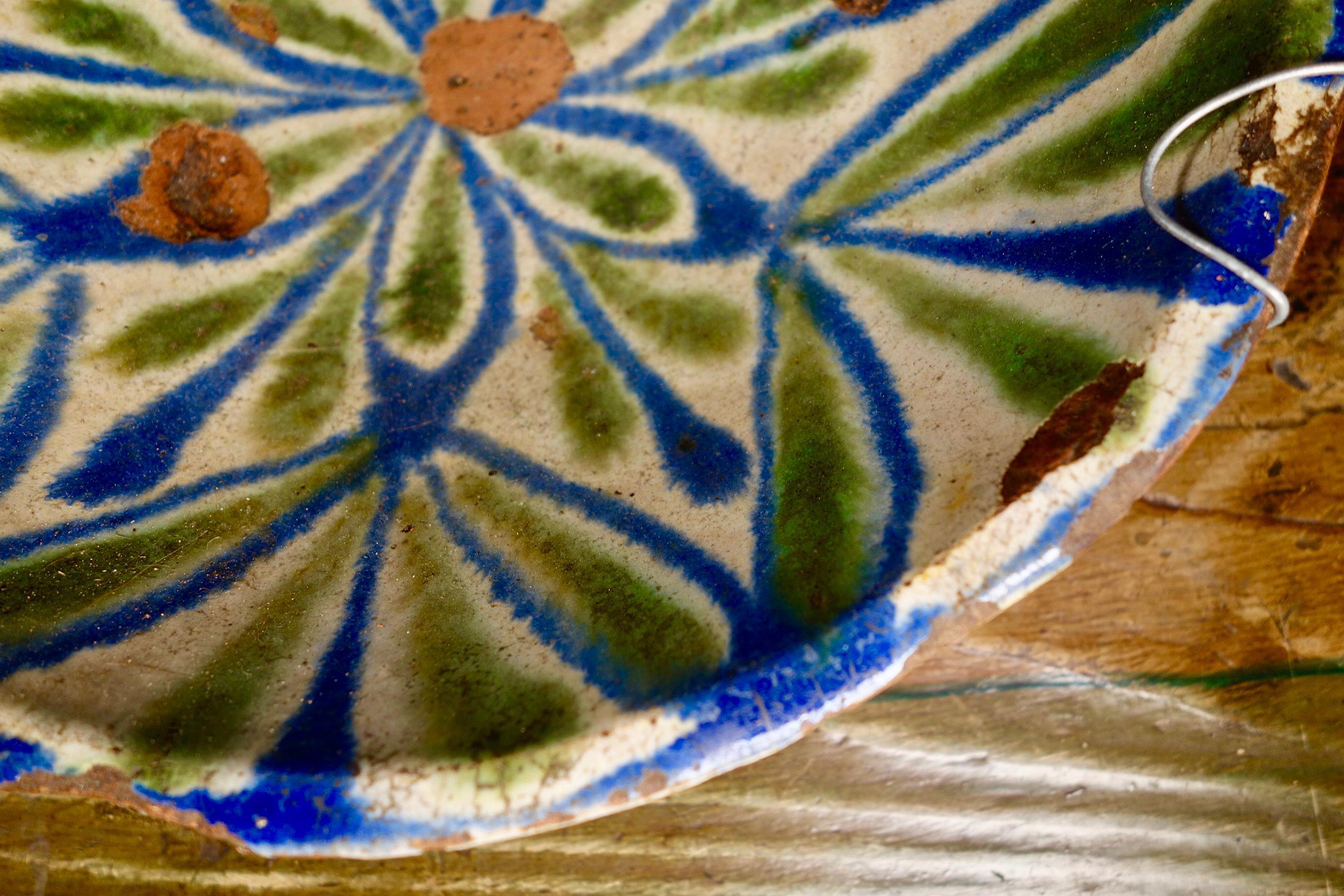 Pottery 19th Century Fajalauza Spanish Ceramic Bowl Green and Blue